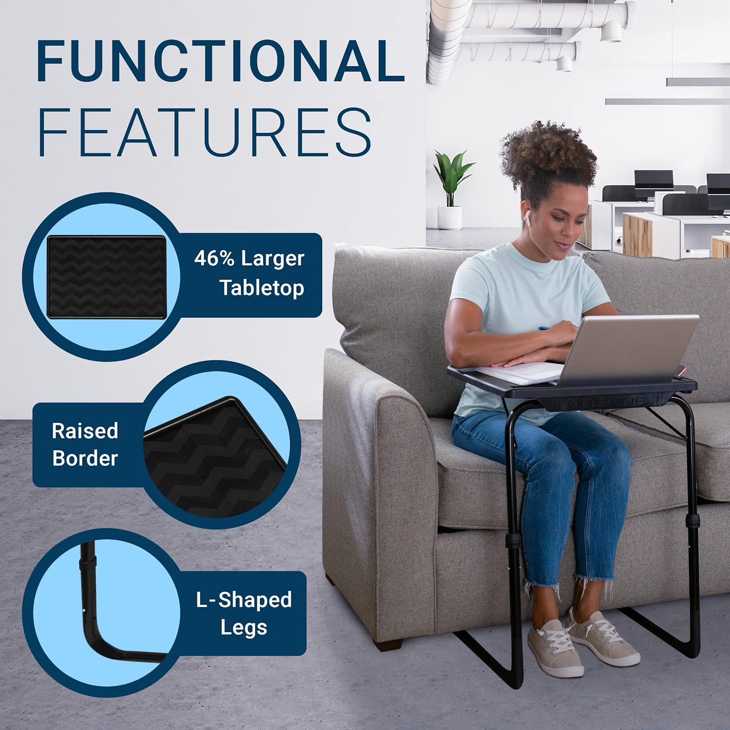 Table-Mate TV Tray Table | Portable Desk Folding Dinner Tray, Couch Table Trays for Eating Snack Food, Portable Laptop Desk, Bed Trays for Eating | Adjustable TV Trays with 3 Angles and Cup Holder