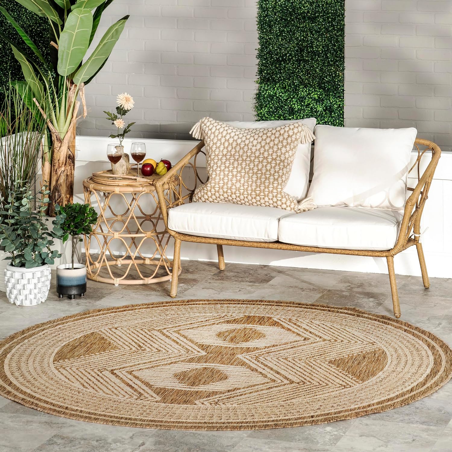 nuLOOM Ranya Light Brown Geometric Indoor/Outdoor Area Rug, 4' x 5'