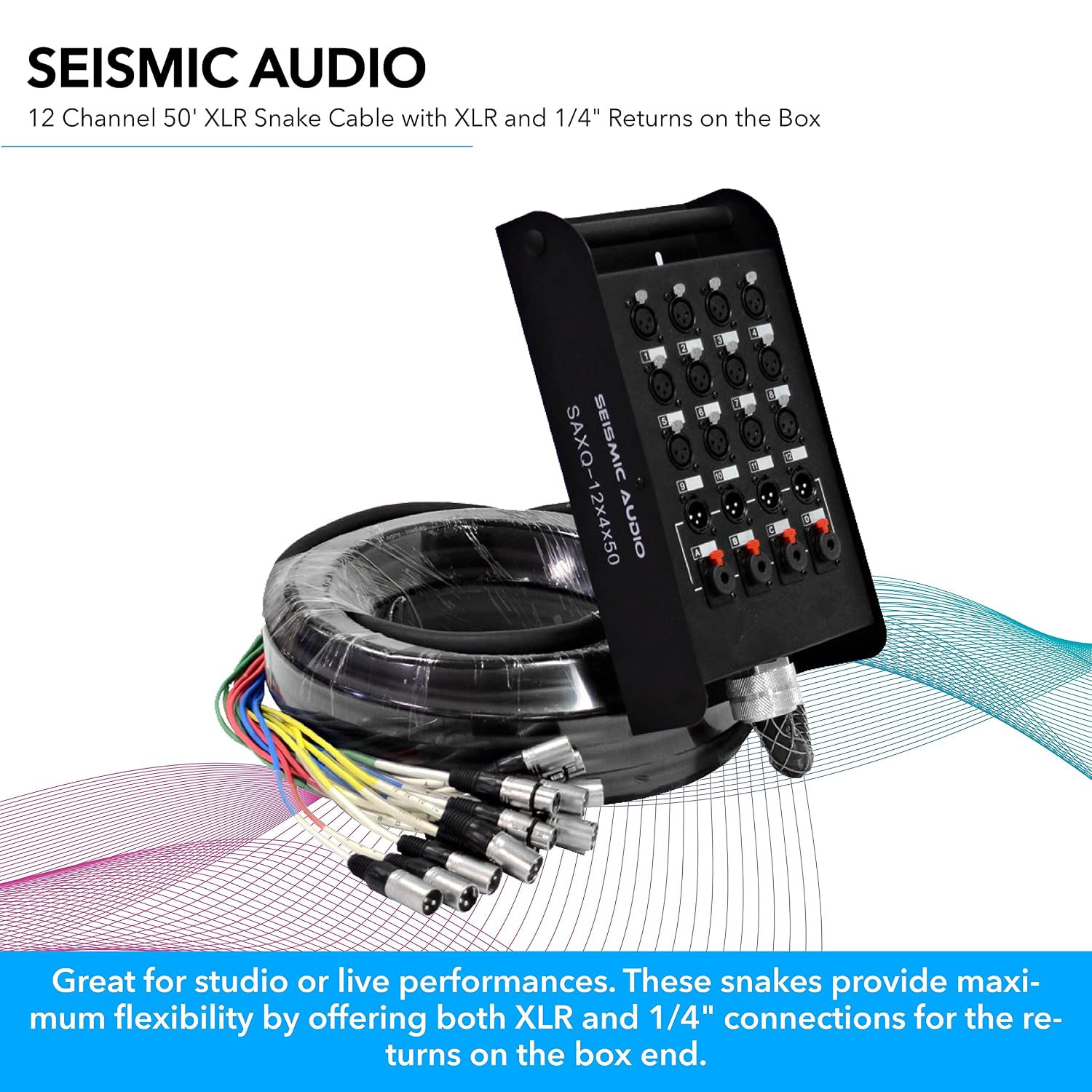 Seismic Audio - SAXQ-16x8x25 - 16 Channel 25' XLR Snake Cable with XLR and 1/4" Returns on the Box