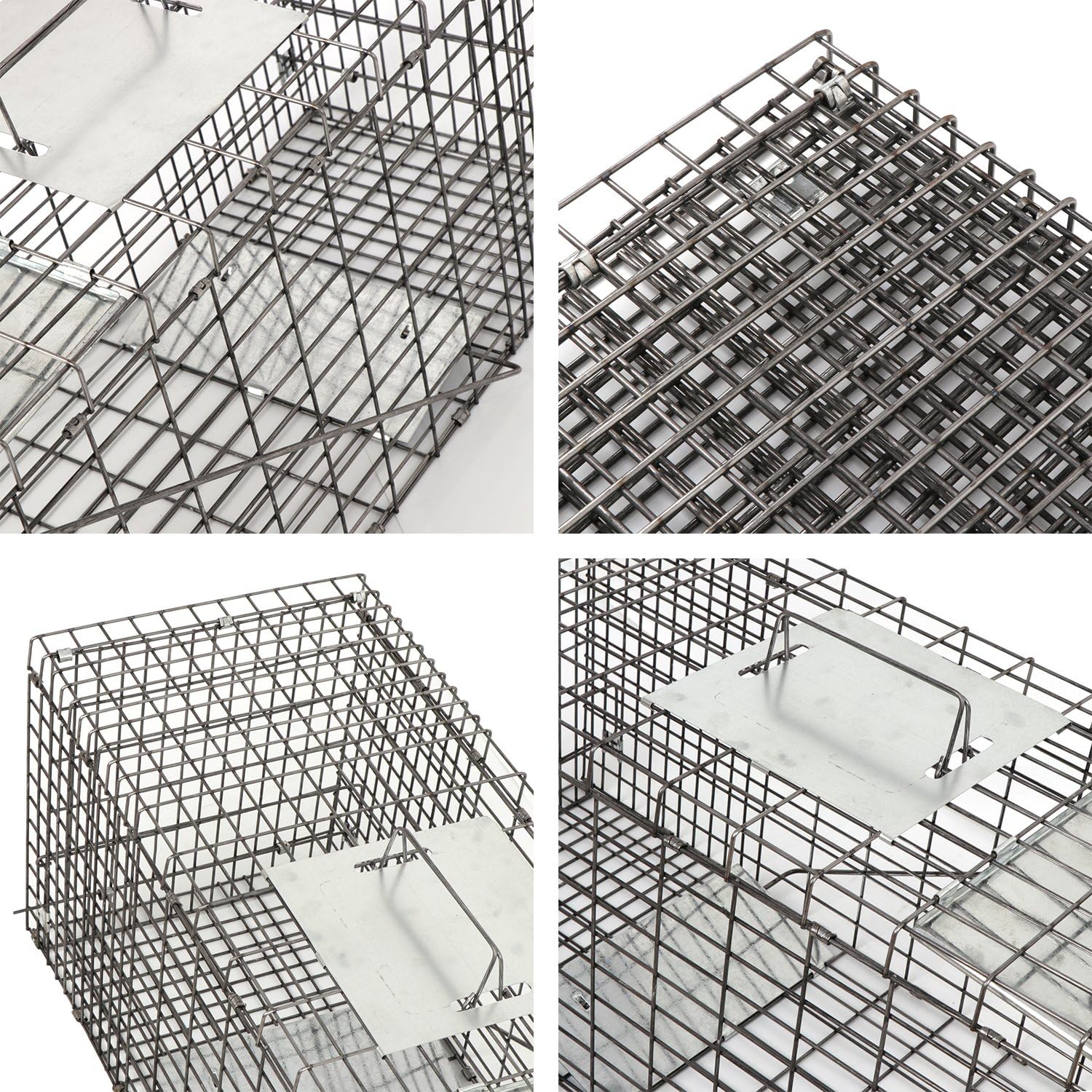 24" x 7.5" x 8" Small Live Animal Trap Steel Cage Catch and Release One Door Humane Rodent Cage Trap for Little Rabbits/Stray Cats/Squirrel/Skunk/Mink/Opossum Outdoor Animals
