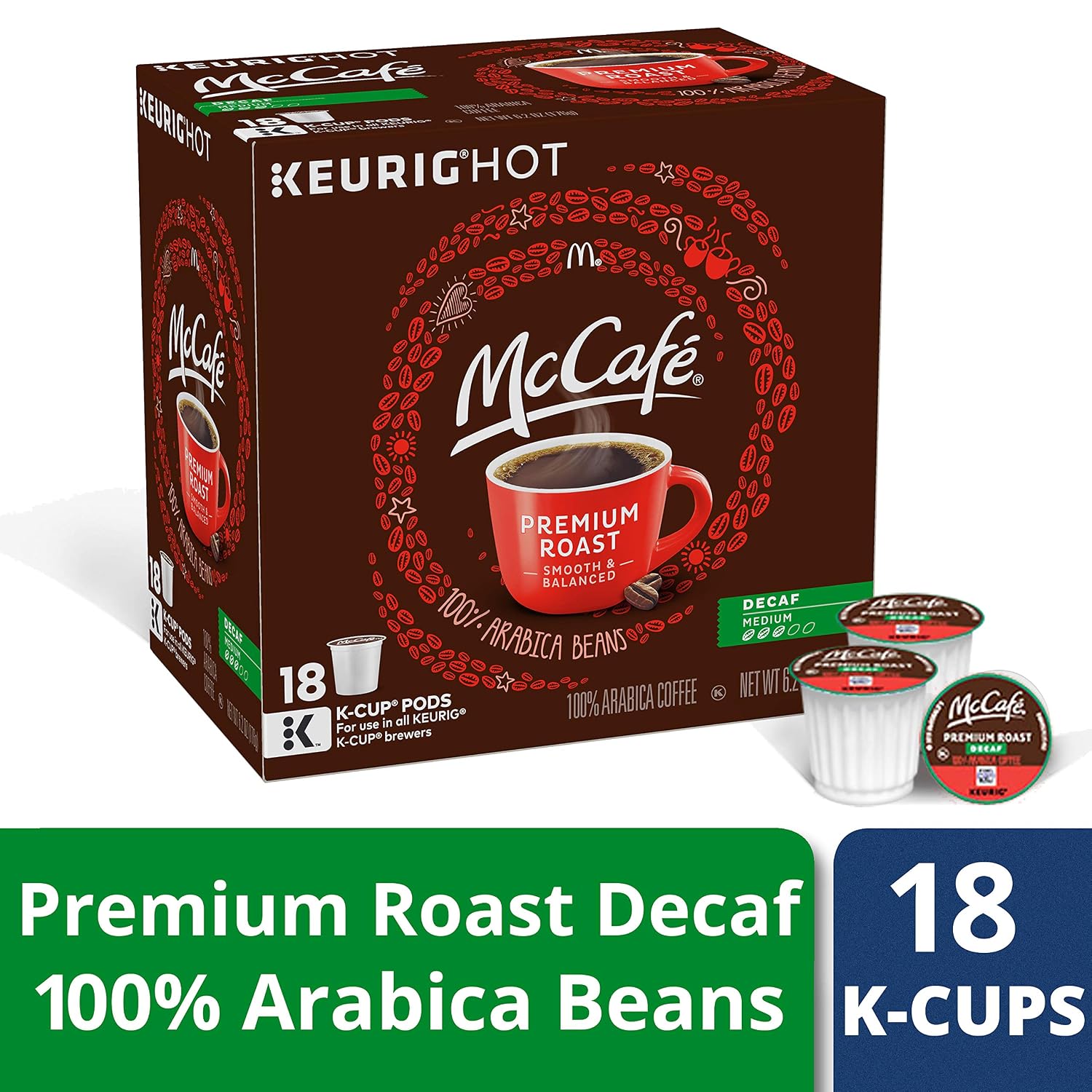 McCafe Premium Roast Decaf Coffee, Single Serve Keurig K-Cup Pods, Decaffeinated, 96 Count (4 Packs of 24)