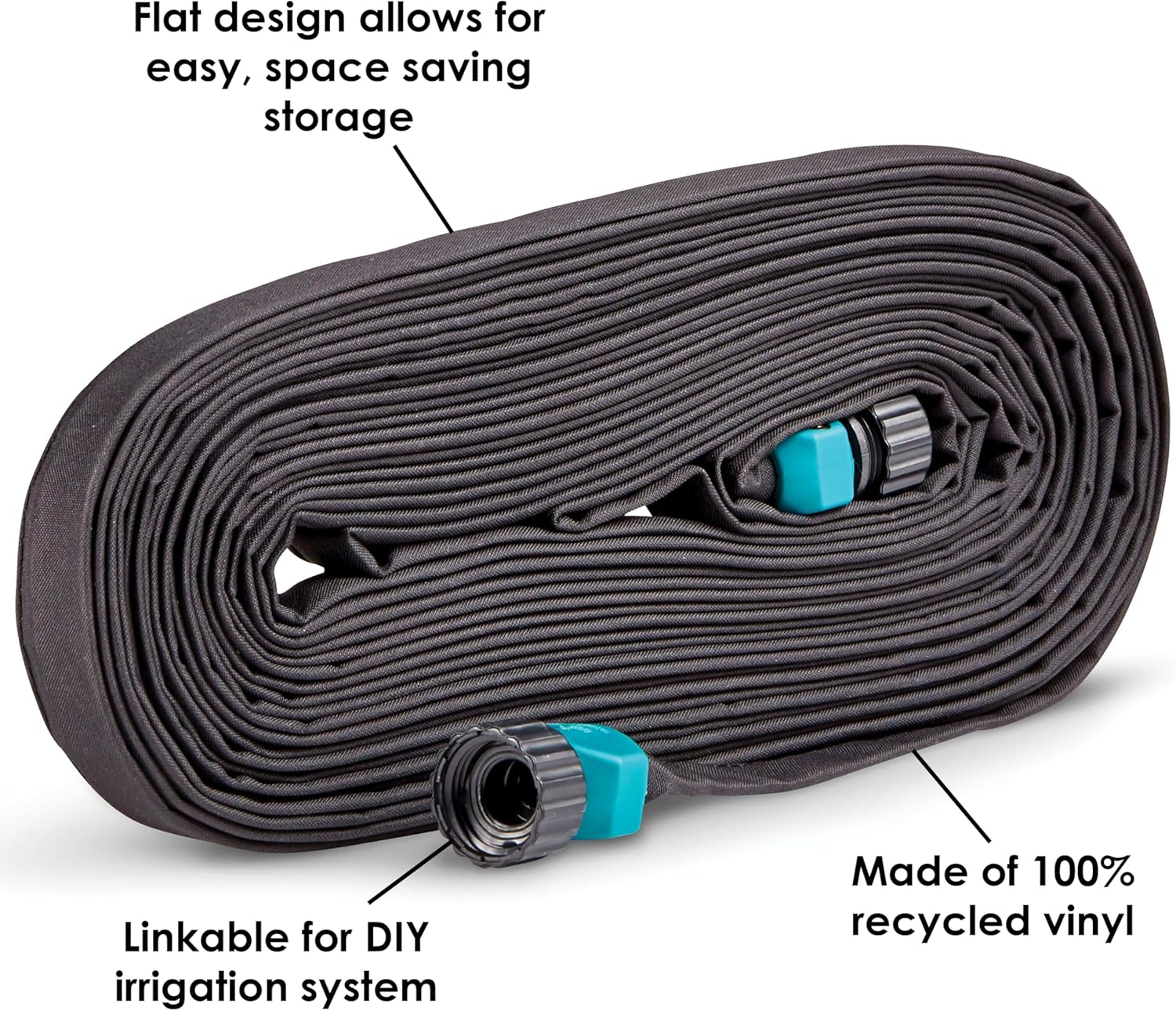 Gilmour 25' Black Flat Weeper Soaker Hose for Garden Beds, Drip Irrigation Outdoor Hose, Flexible Garden Hose for Vegetable Gardens, Flower Beds
