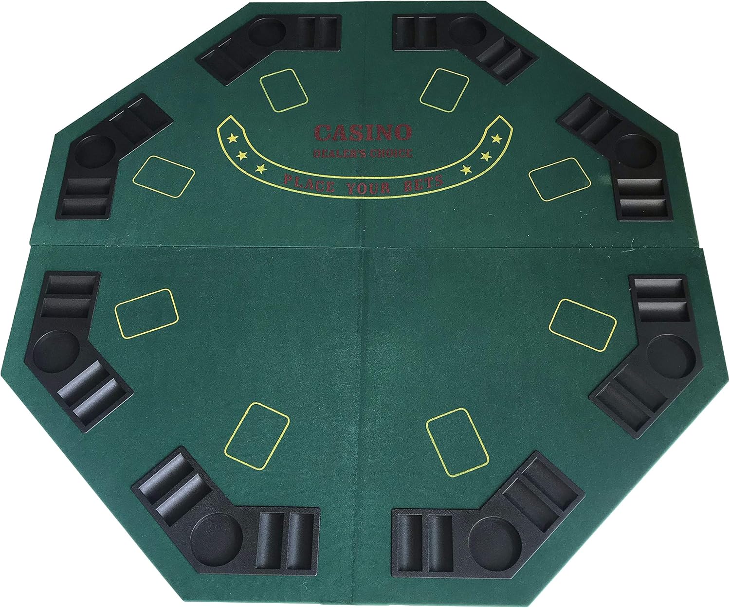 HAN'S DELTA 48" Octagon Folding Poker Table Top, 8 Player Casino Texas Hold'em Poker Layout with Carrying Case