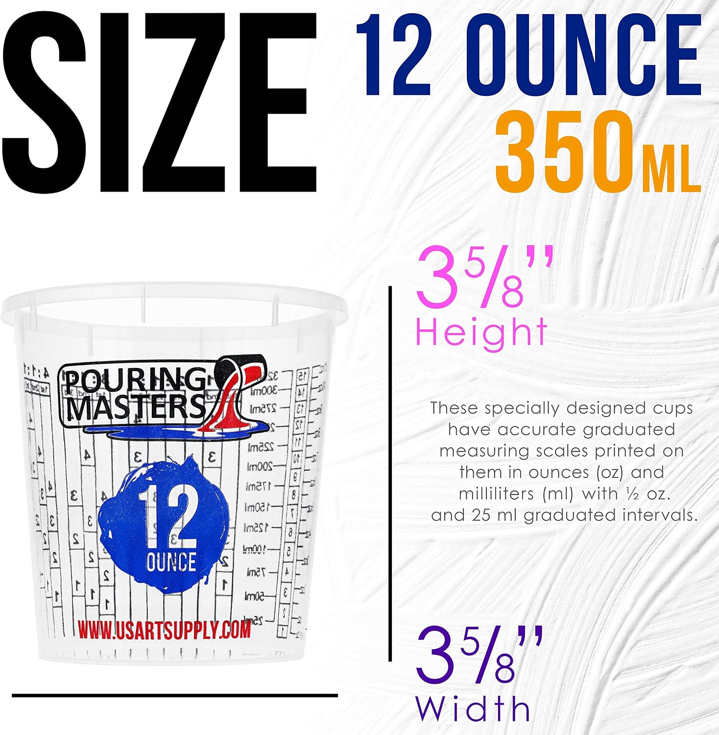 Pouring Masters 40 Ounce (1200ml) Graduated Plastic Mixing Cups (Box of 24)