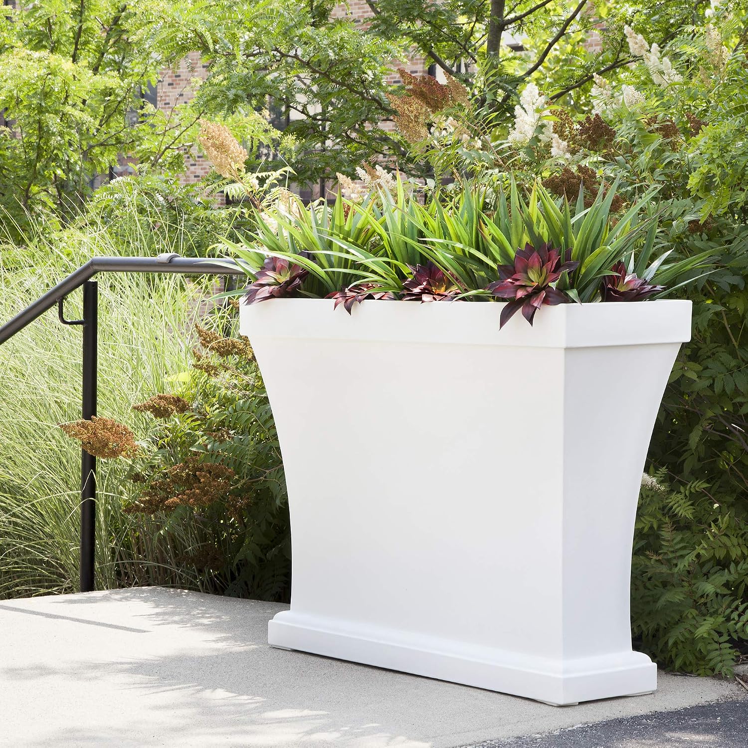 Mayne Bordeaux 40in Rectangular Trough Planter, Black | All season, Indoor/Outdoor, Double-wall design, Fade resistant, 15-year warranty