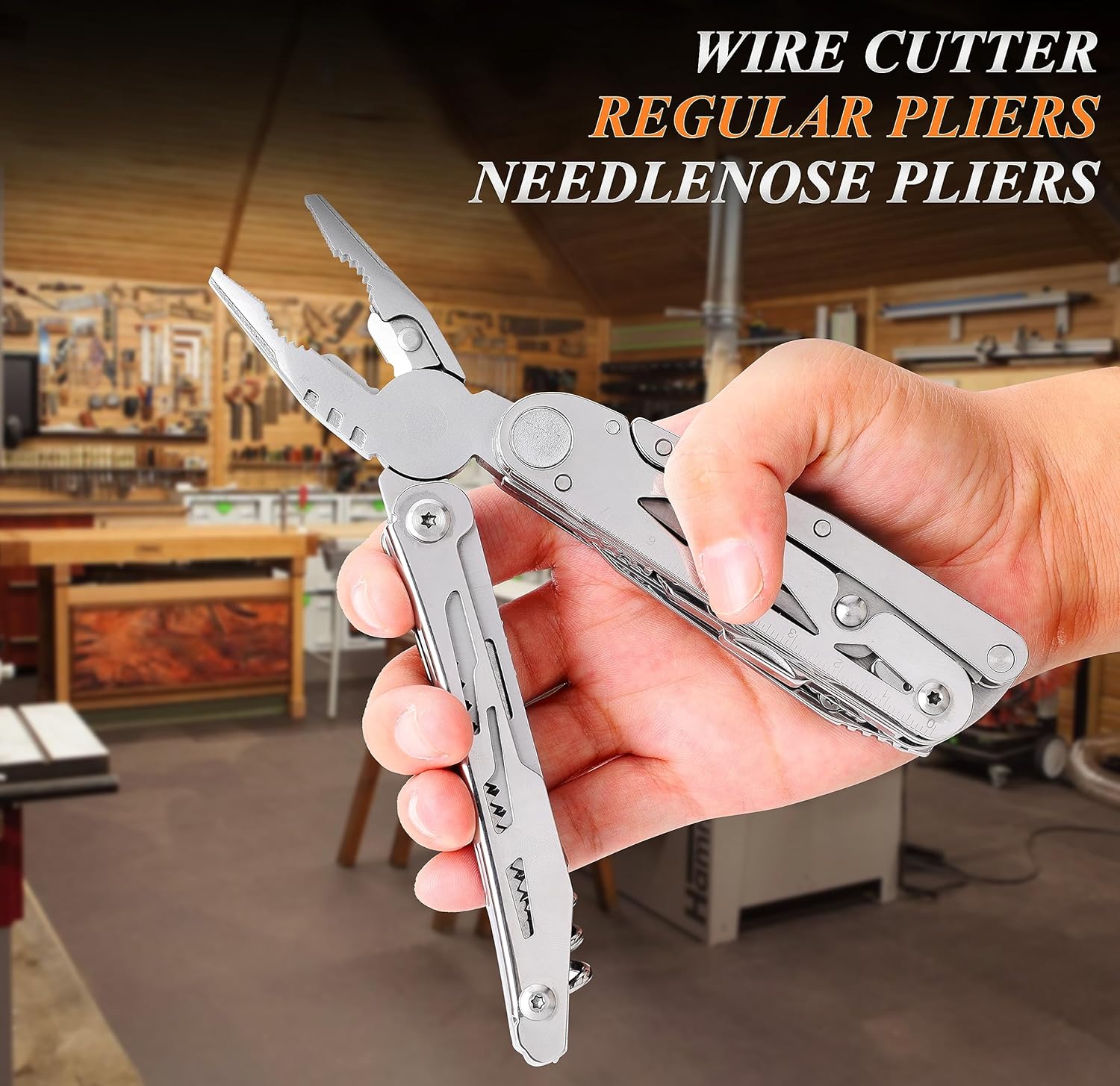RoverTac 18-in-1 Multitool Pocket Knife with Pliers, Saw, Corkscrew & Detachable Scissors, Multi Tool with Safety Lock, 9 Screwdriver Bits