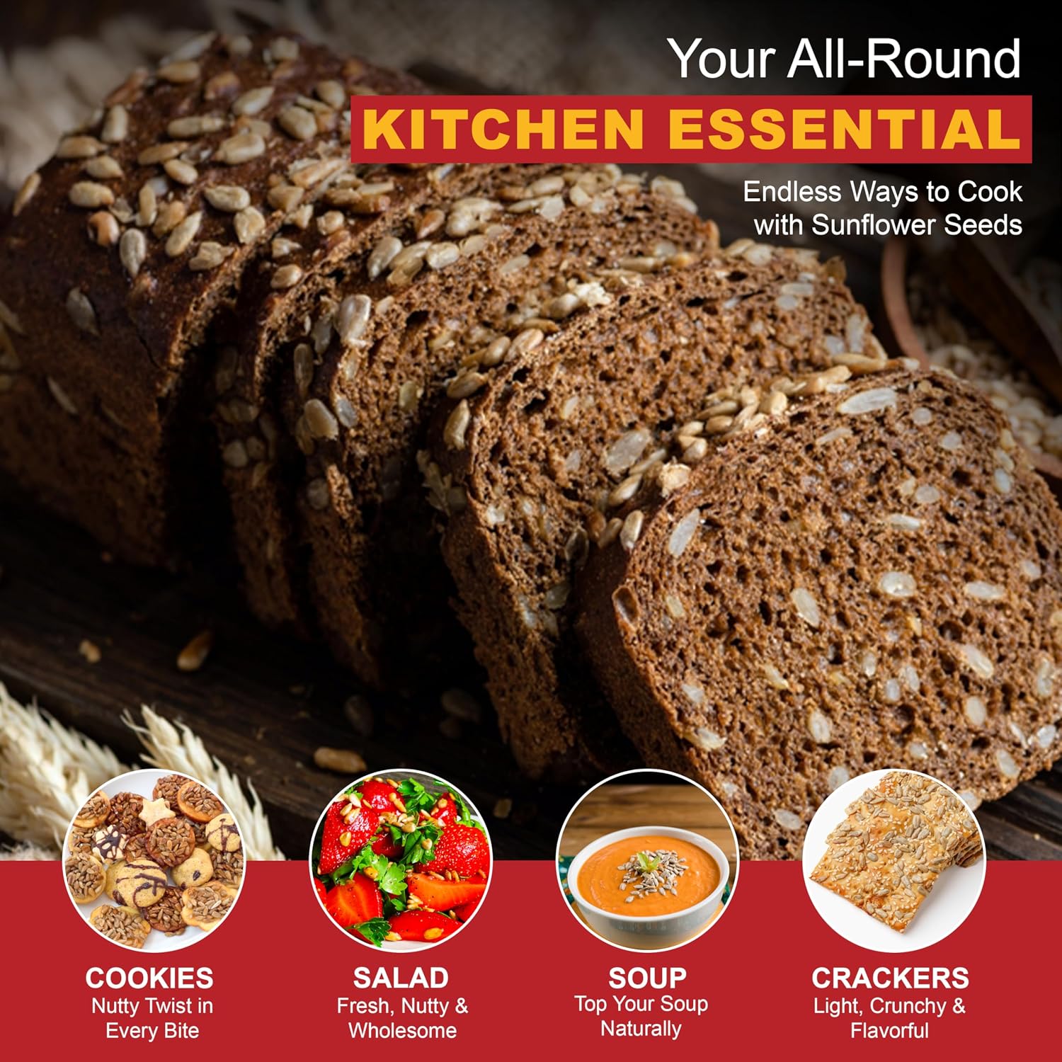 Raw Sunflower Seed Kernels by We Got Nuts - Premium Quality Kosher Shelled Sunflower Seeds - Natural & Healthy Fitness & Diet-Friendly Snack- Raw