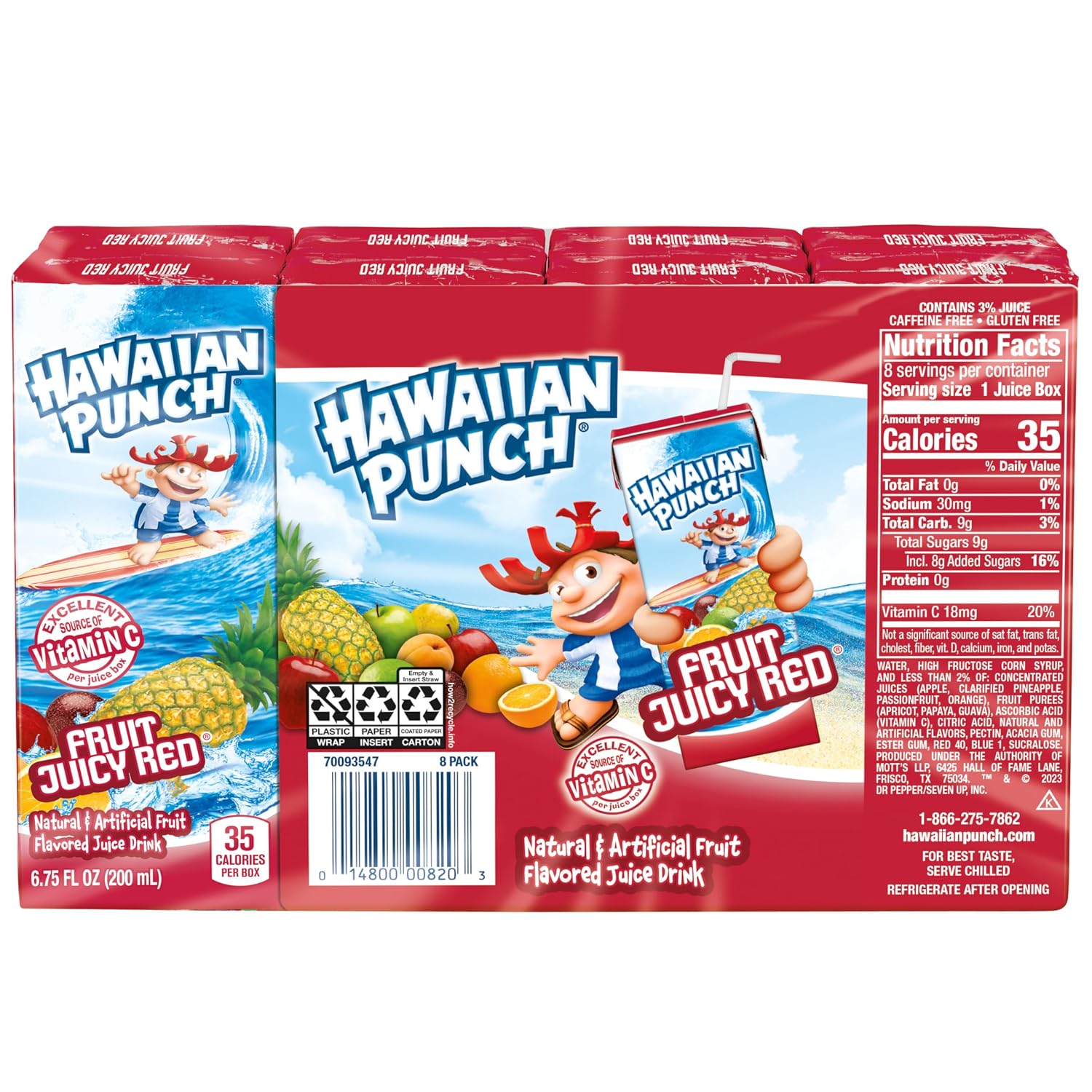 Hawaiian Punch Polar Blast Fruit Juice Drink, 10 Fl Oz Bottles, 24 Count (4 Packs Of 6), Ready-to-drink, On-the-go, Caffeine-free, Carbonation-free, Gluten-free, Excellent Source Of Vitamin C