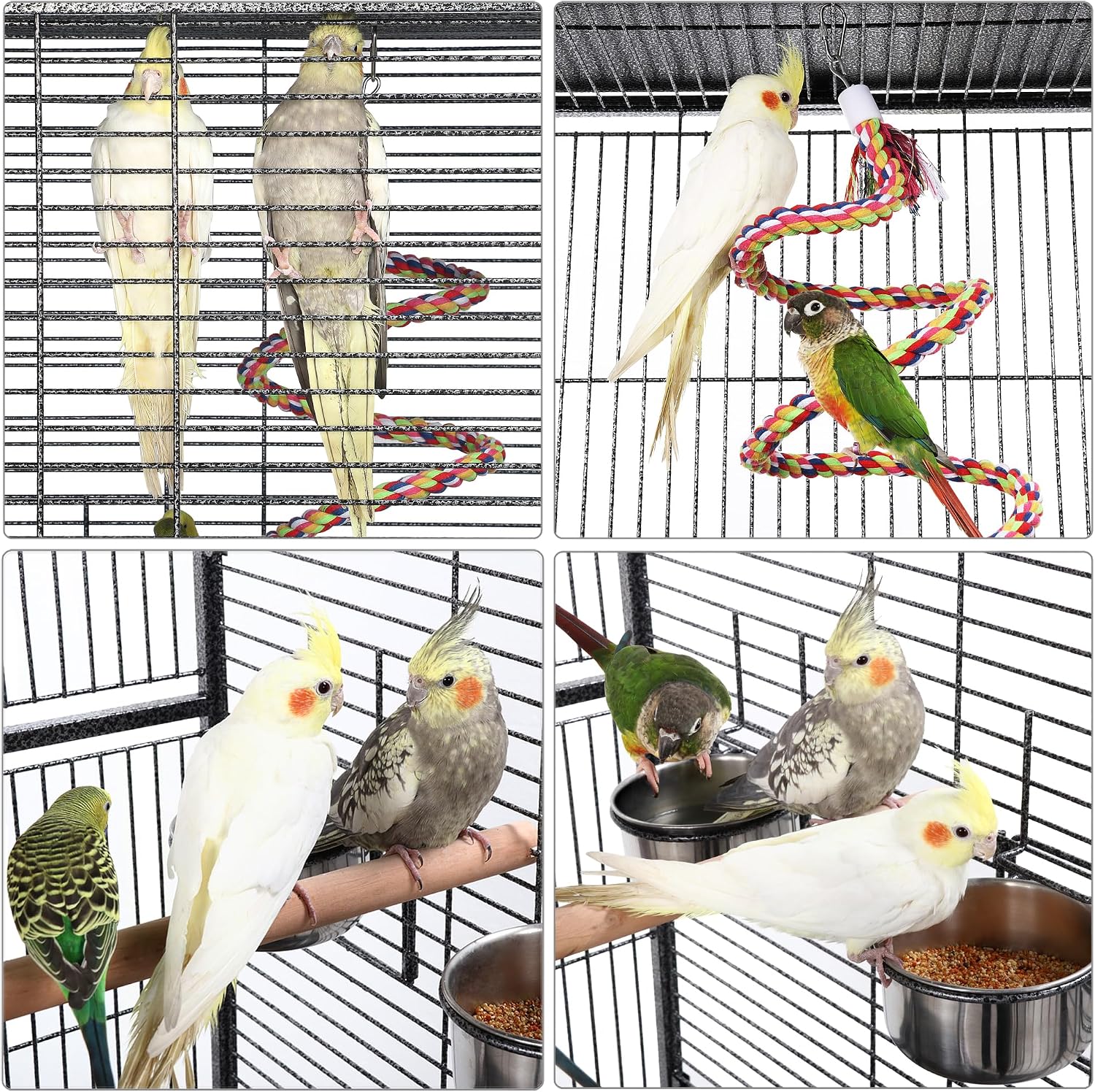 Yaheetech 69" Large Bird Cage, Rolling Parrot Cage for Parakeets Cockatiels | Play Top with Ladder & Feeders, Slide-Out Tray, Rolling Stand