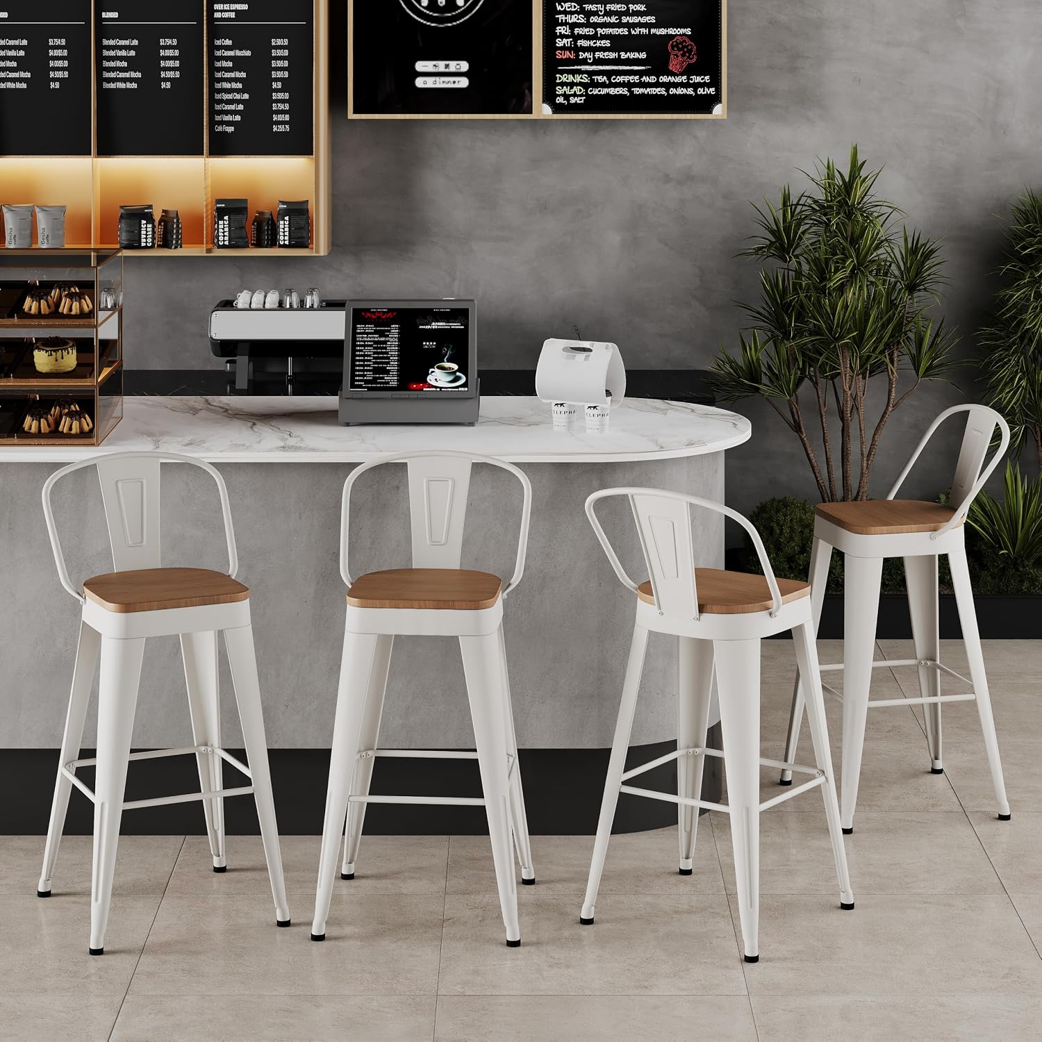 Aklaus Metal Bar Stools Set of 4