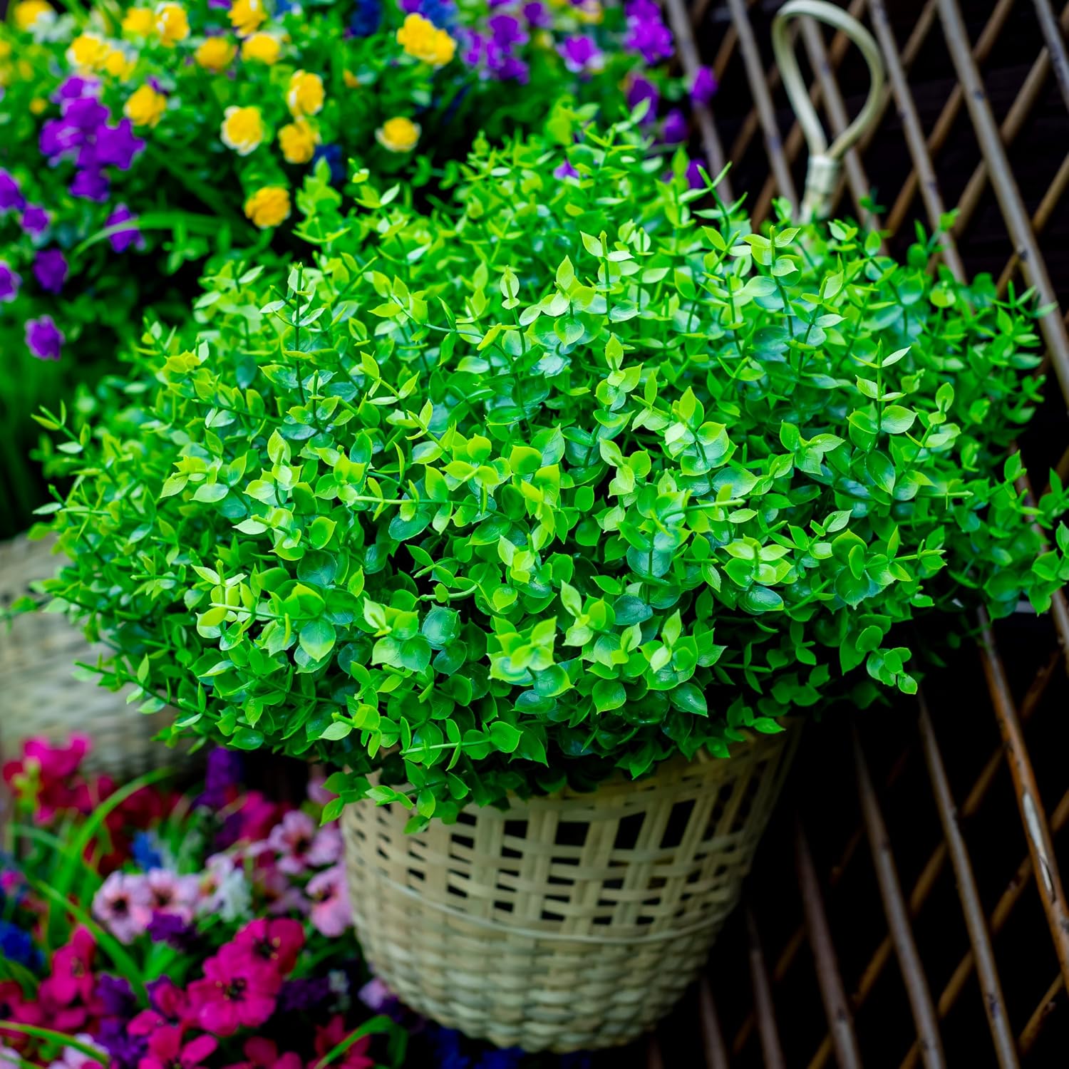 AXYLEX Artificial Flowers for Outdoors, 12 Bundles Fake Plants (Yellow) | UV resistant faux plastic flowers, no fade artificial greenery – garden, patio, porch & home