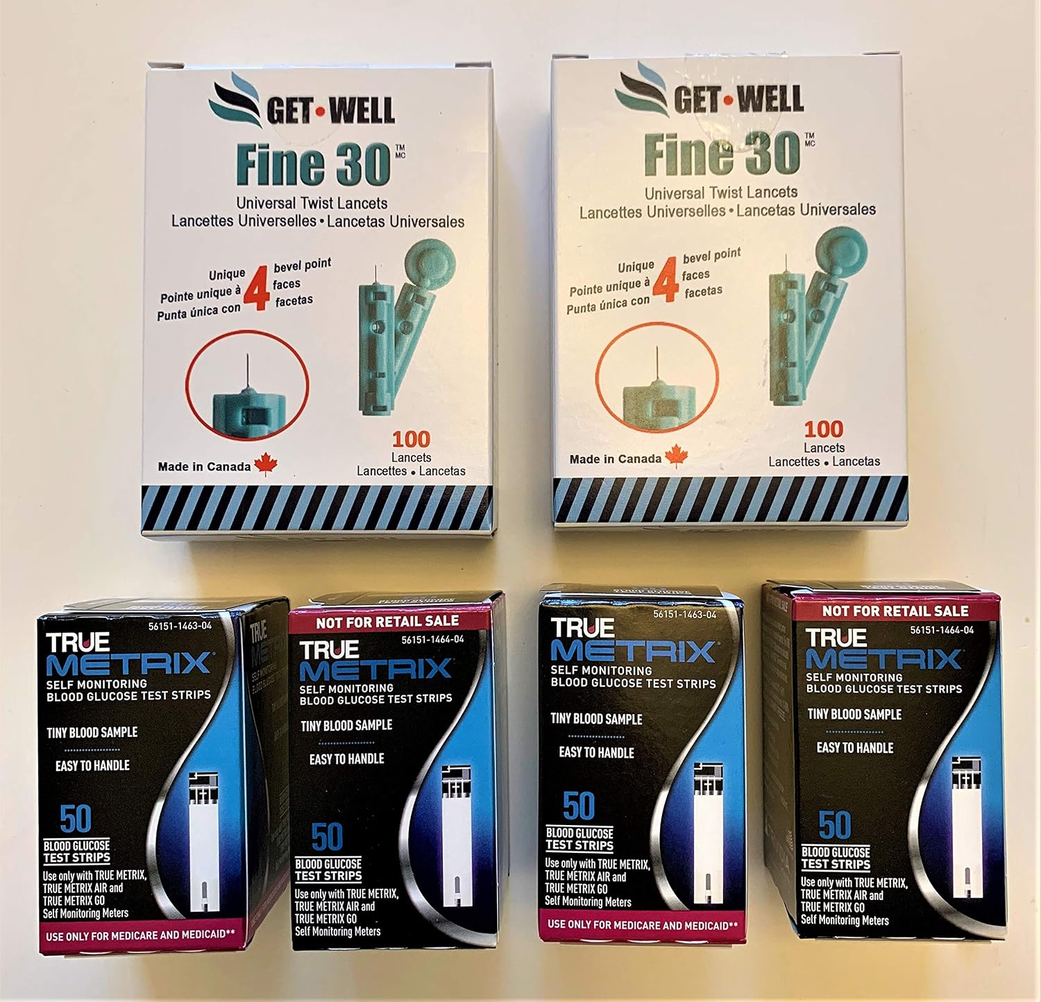 GET Well Fine 30g Universal Twist Lancets 200 Ct. - Made in Canada ! Unique Quad Bevel Tip Offers Quick Healing & Less Pain ! 200 Ct. Blood Glucose