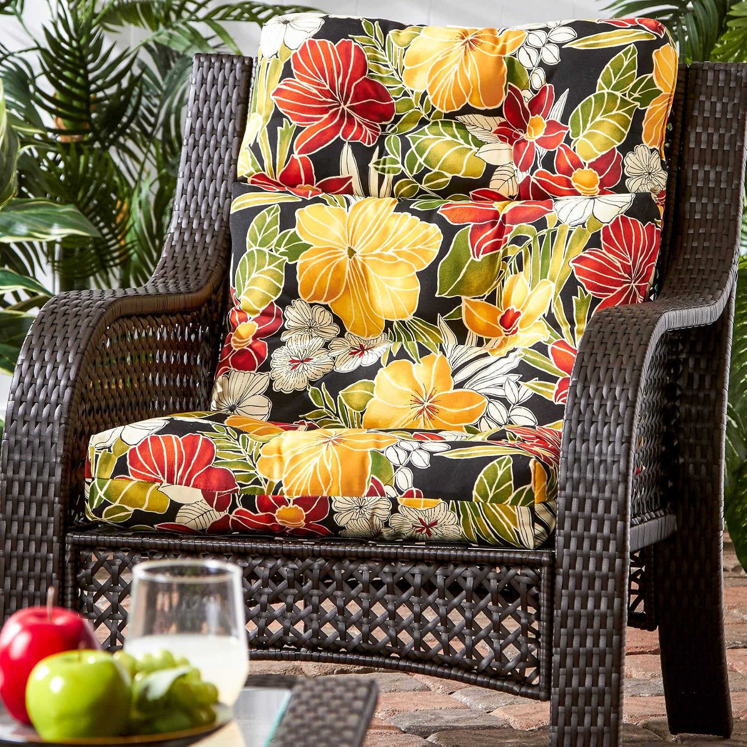 Greendale Home Fashions Outdoor 44x22-inch High Back Chair Cushions (Set of 2), Cement