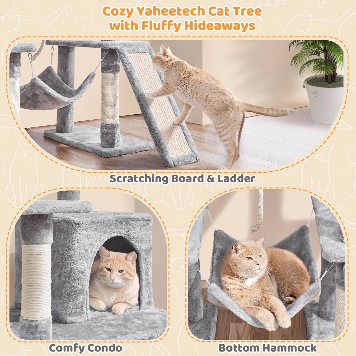 Yaheetech 63in Sturdy Large Cat Tree for Indoor Heavy Cats, Tall Tower