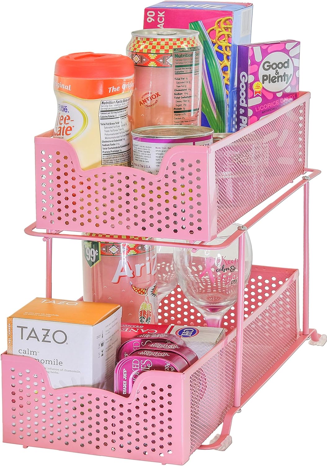 Simple Houseware 2 Tier Sliding Cabinet Basket Organizer Drawer, White