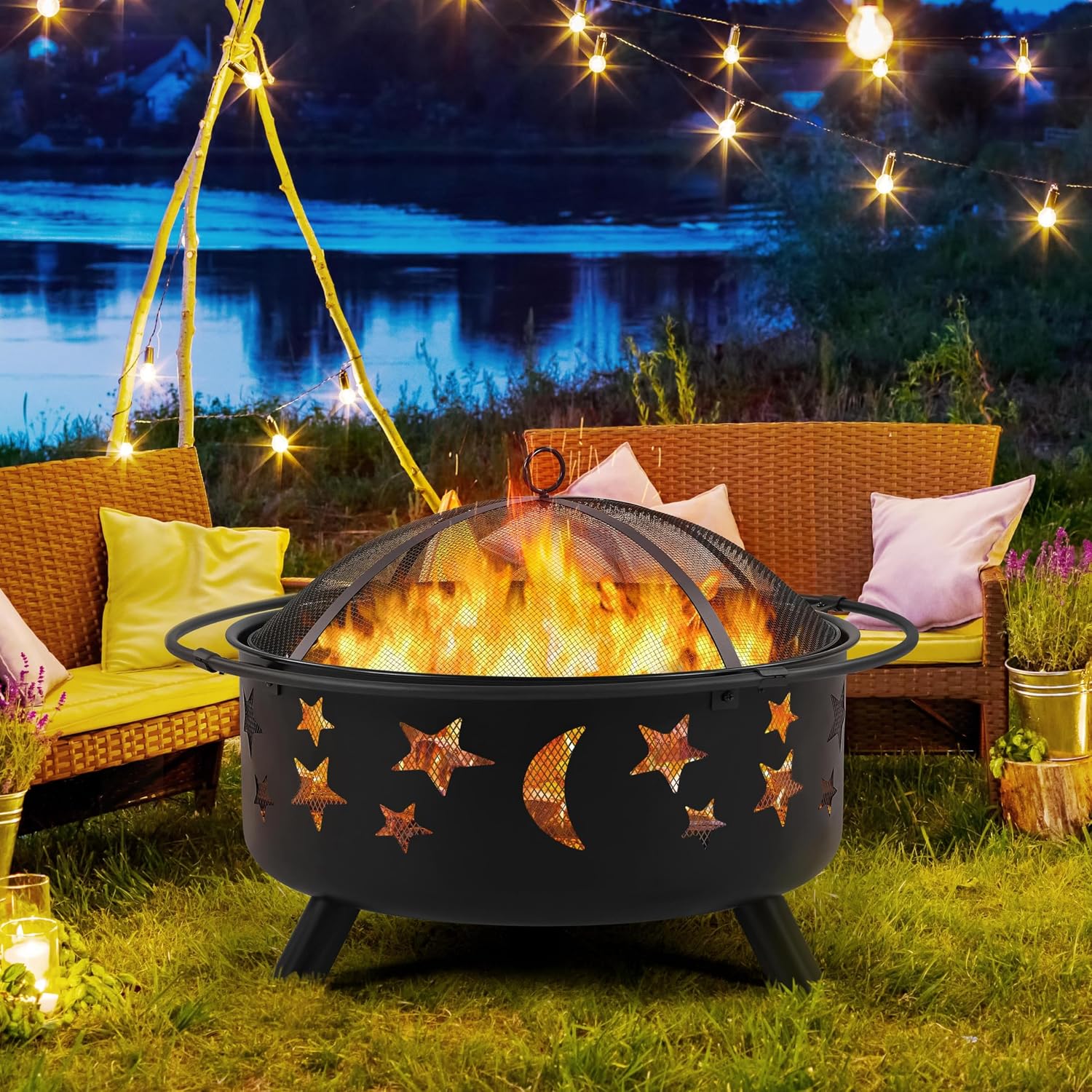 Yaheetech 30in Fire Pits for Outside Wood Burning Outdoor Fireplace