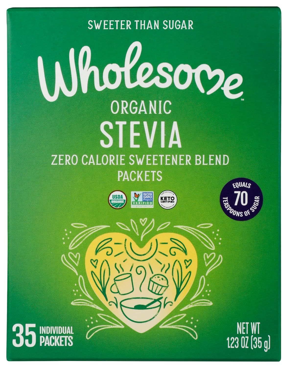 Wholesome Sweeteners Organic Stevia, 1000 Count Packets, Zero Calorie Sweetener Blend, Keto Friendly, Non GMO, Gluten Free & Vegan