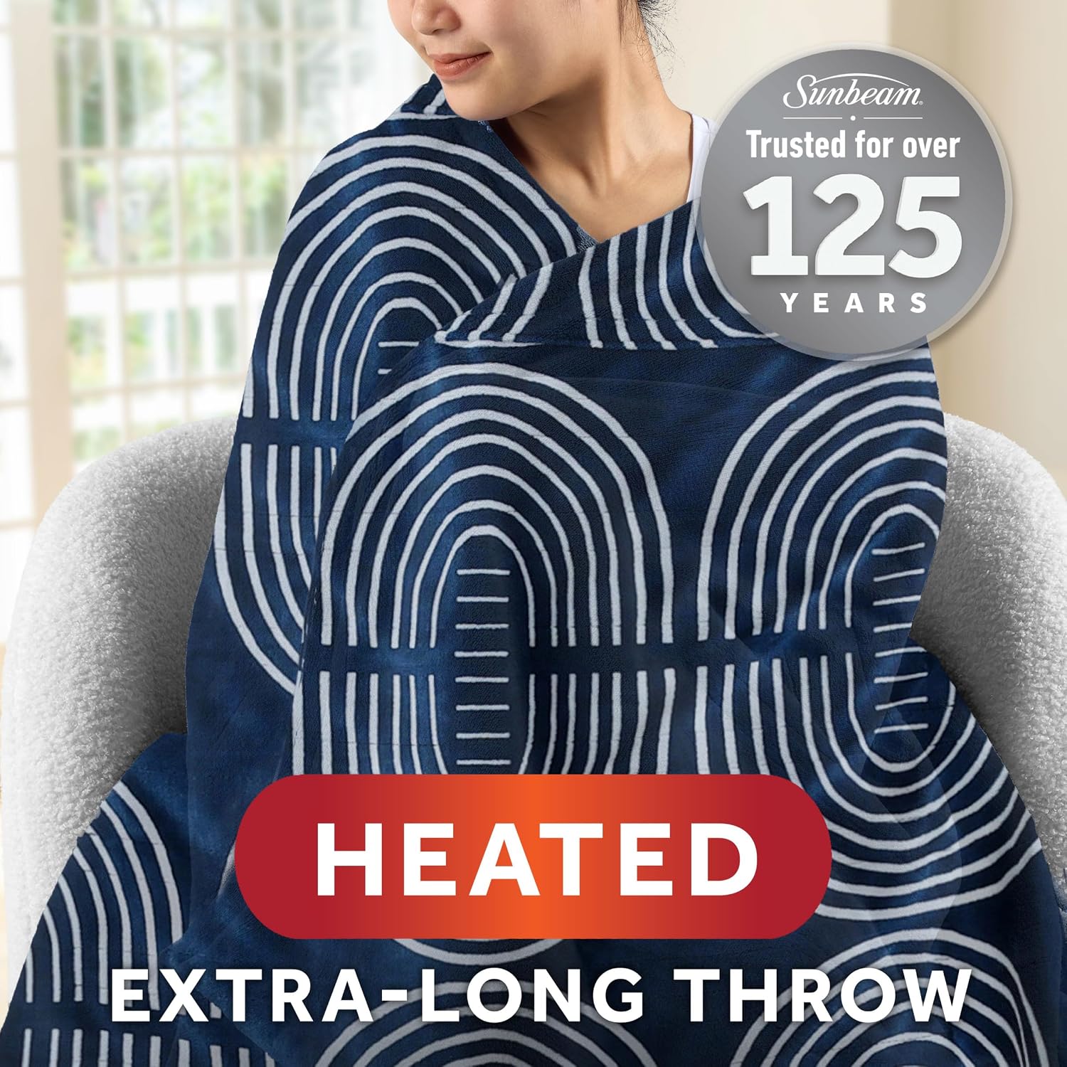 Sunbeam Electric Royal Posh Velvet Heated Blanket, 12 Heat Settings, 12-Hour Selectable Auto Shut-Off, Fast Heating, Warm and Lush, Champagne Color, King, 90" x 100"