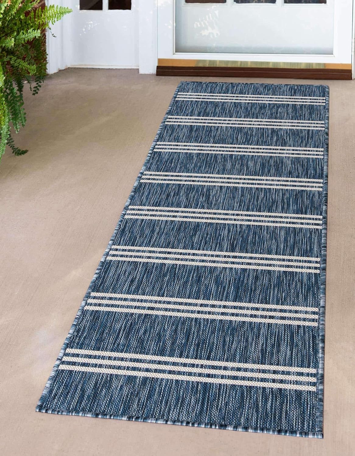 Unique Loom Outdoor Collection Area Rug - Anguilla (9' x 12' Rectangle, Blue/ Ivory)