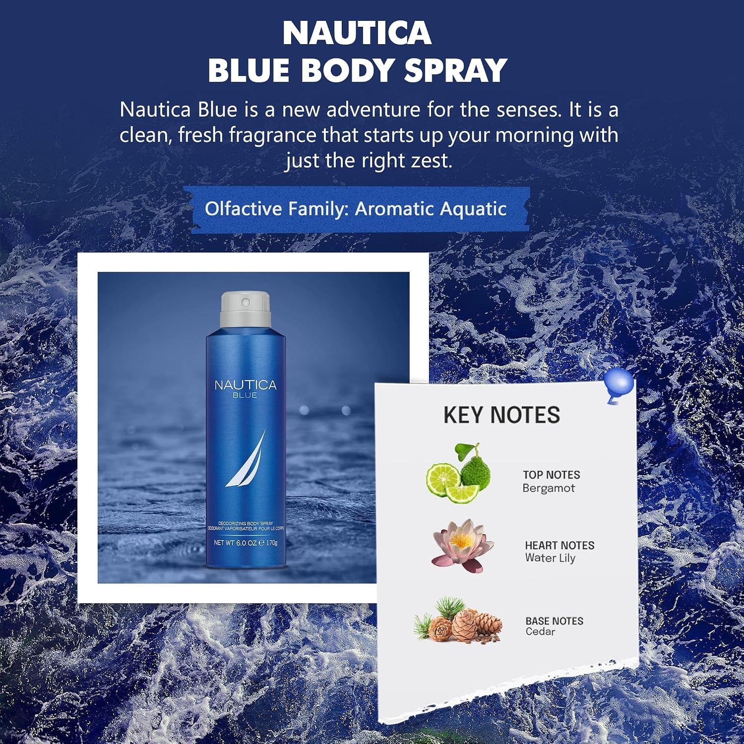 Nautica Blue Eau de Toilette, Men's Fragrance, 3.4 fl oz