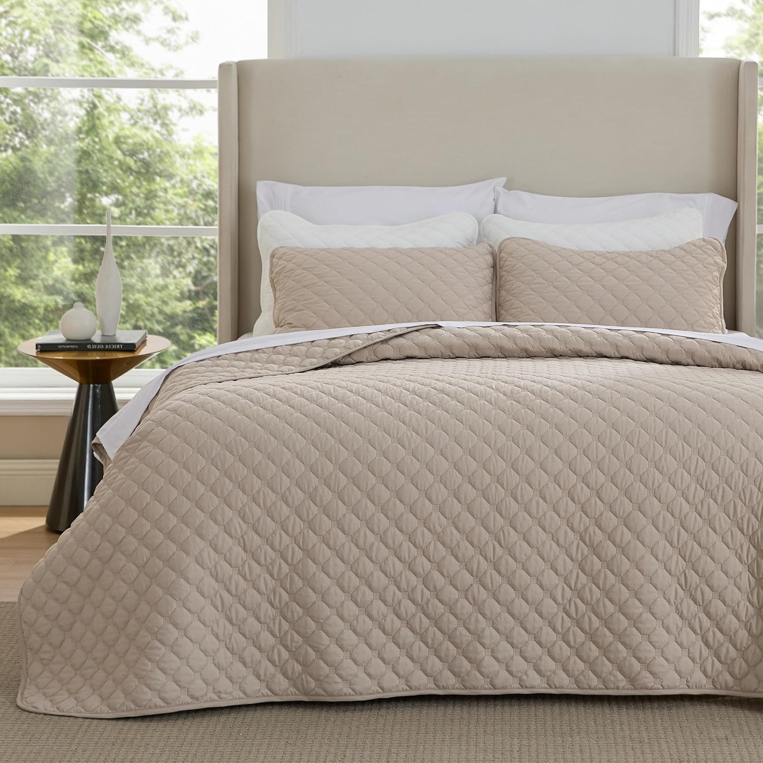 Bedsure Quilts Queen Size - Grey Bedspreads Queen Size with Basket Weave Pattern, Soft Quilt Bedding Set, Lightweight Comforter Set Coverlet for All Seasons with 2 Pillow Shams (90" x 96")