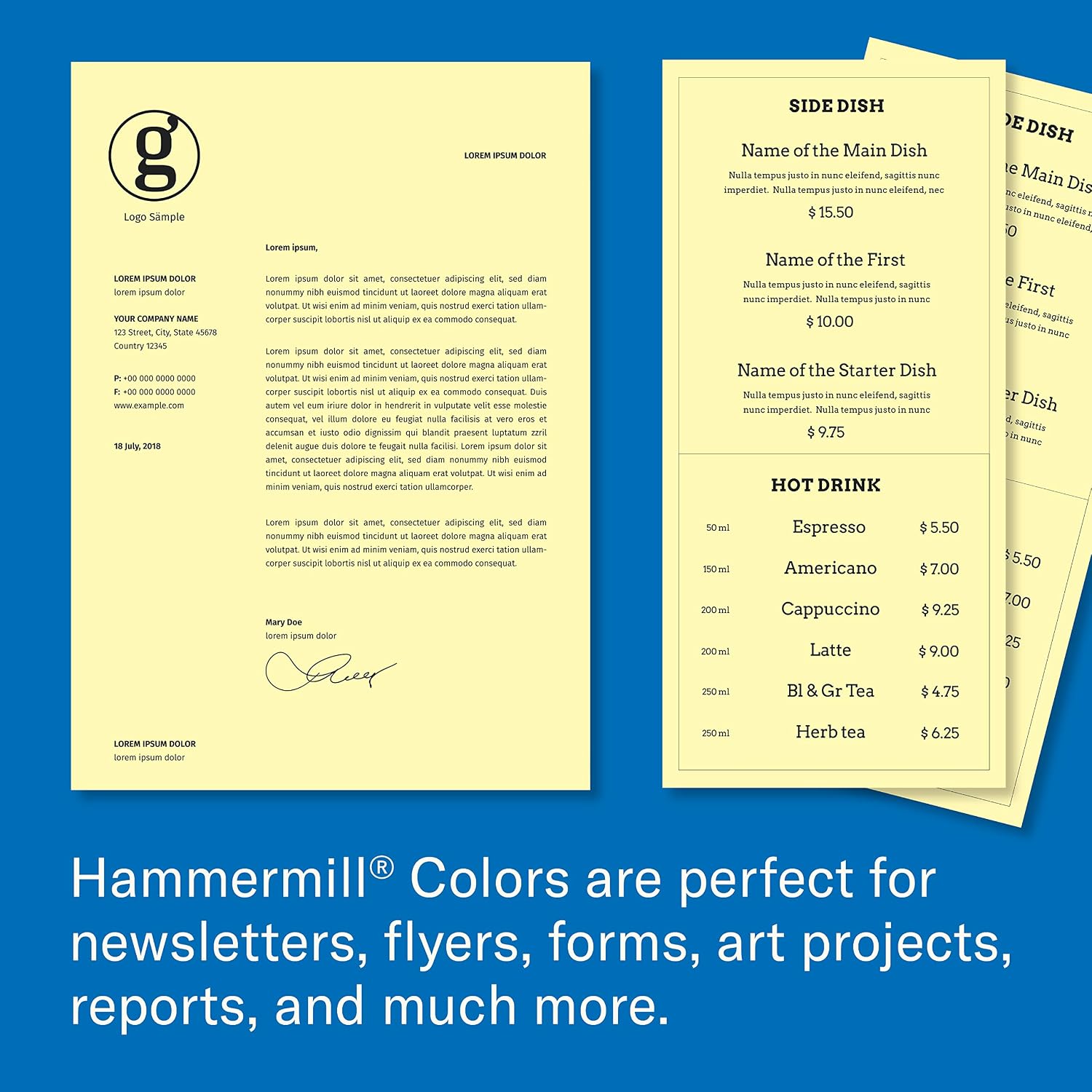 Hammermill Colored Paper, 20 lb Blue Printer Paper, 8.5 x 11 - Made in the USA, Pastel Paper, 103309R - 1 Ream (500 Sheets)