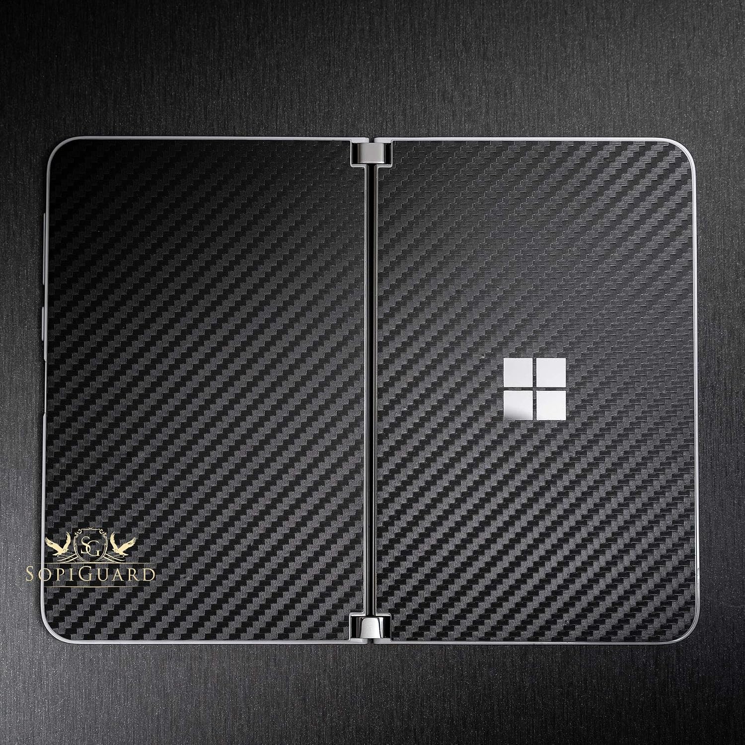 SopiGuard Sticker for Surface Duo Phone Edge-to-Edge Precision Vinyl Skin Wrap (Leather Textured)