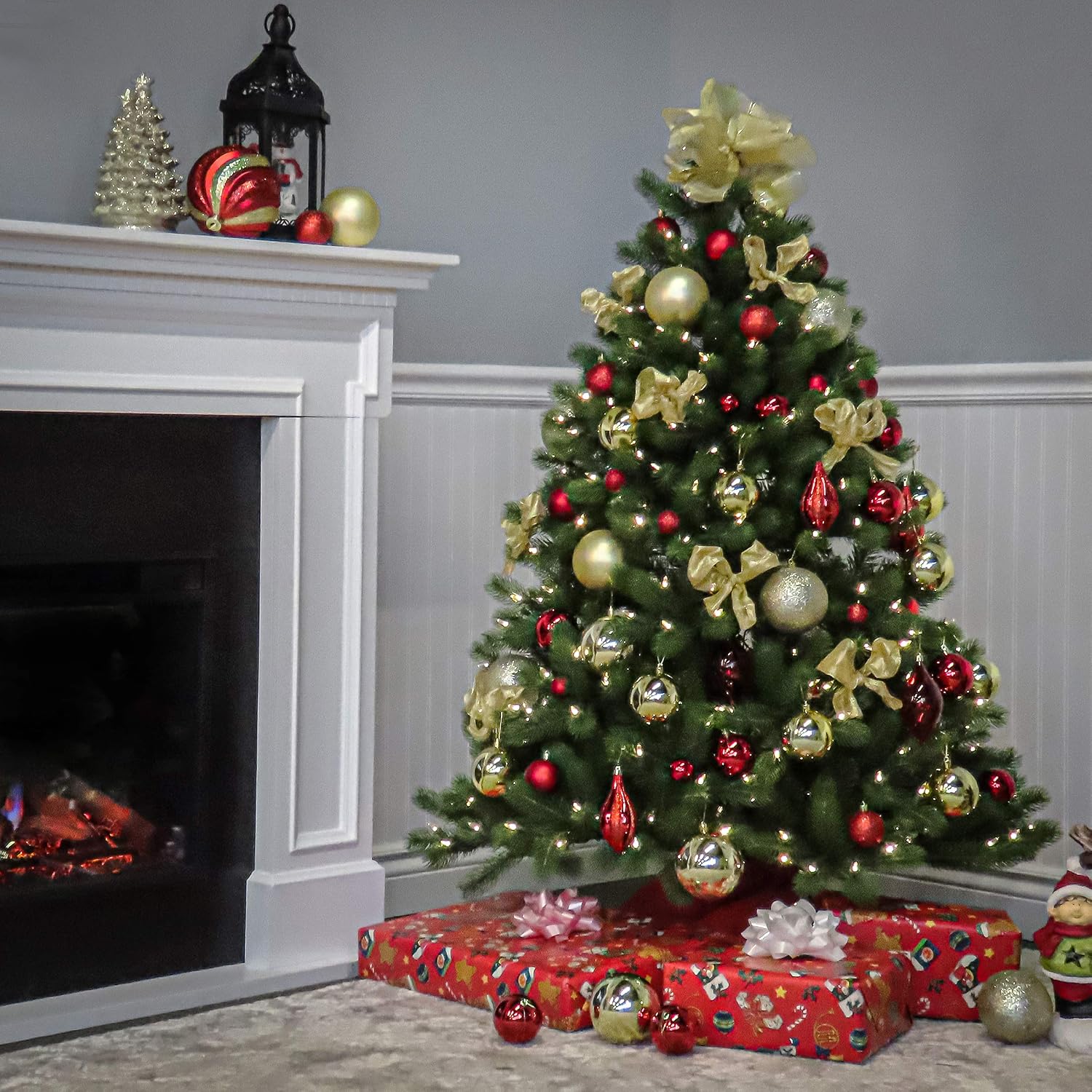 National Tree Company 7.5ft Pre-Lit Downswept Douglas Fir Christmas Tree | 750 Clear Lights, 1,867 Tips, Includes Stand, Artificial, Green