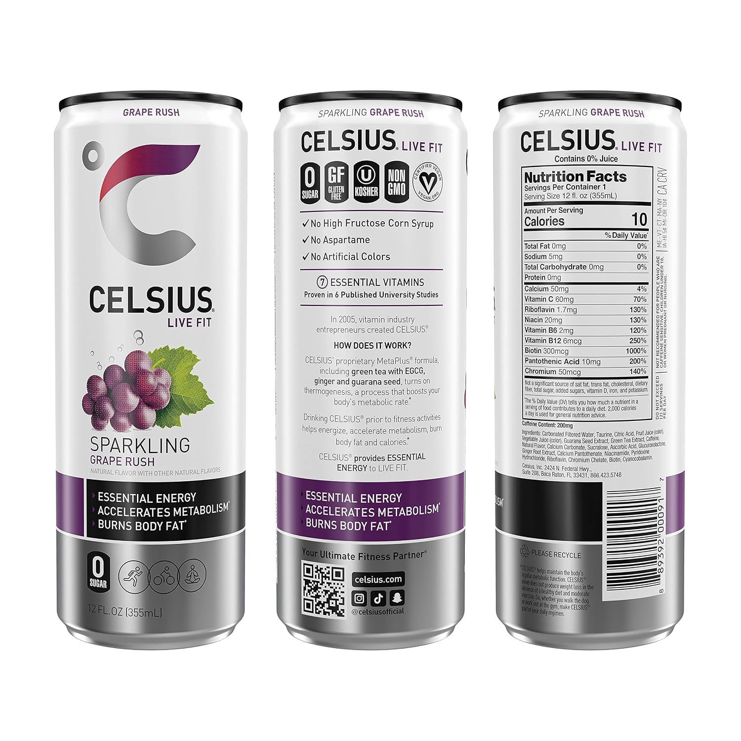 CELSIUS Sparkling Orange, Sugar Free Energy Drink, 12 Fl Oz (Pack of 4)