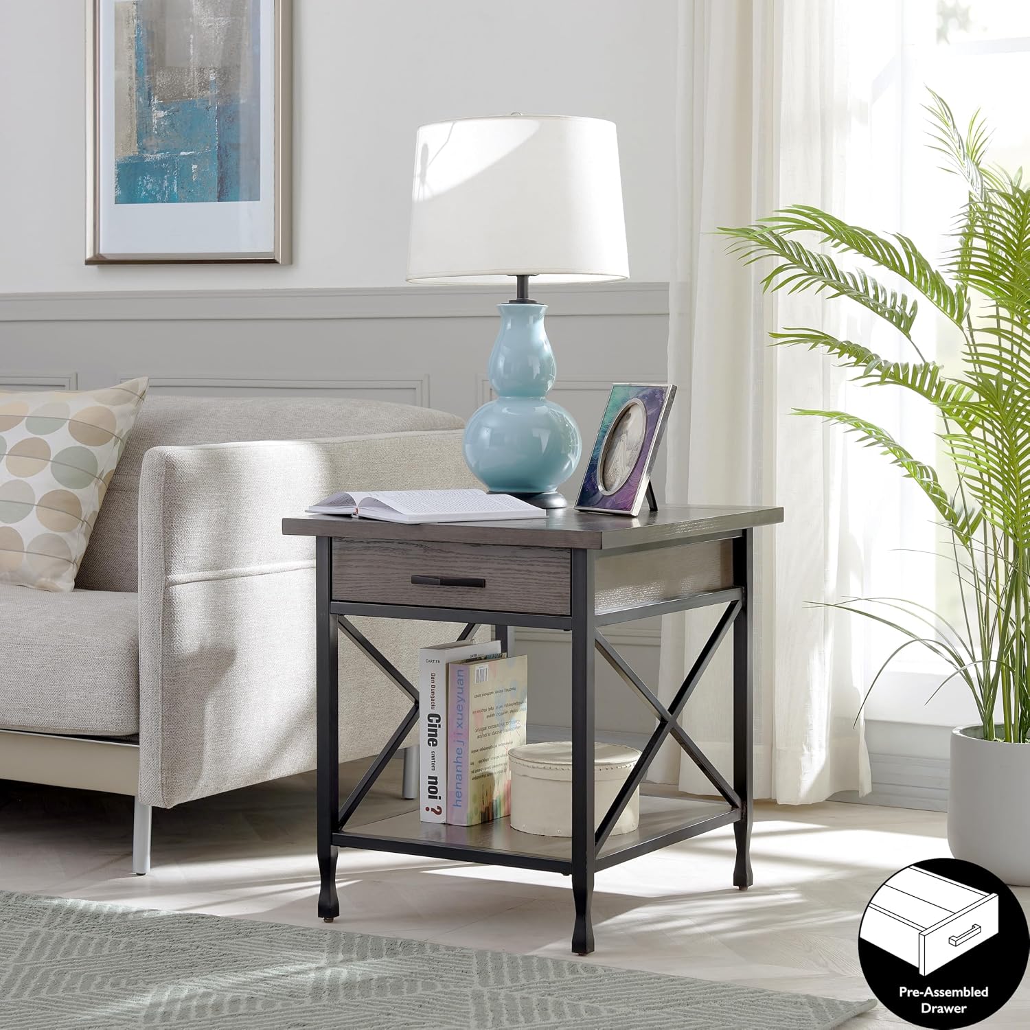 Leick Home Shield Wedge End Table, 21", Glazed Auburn