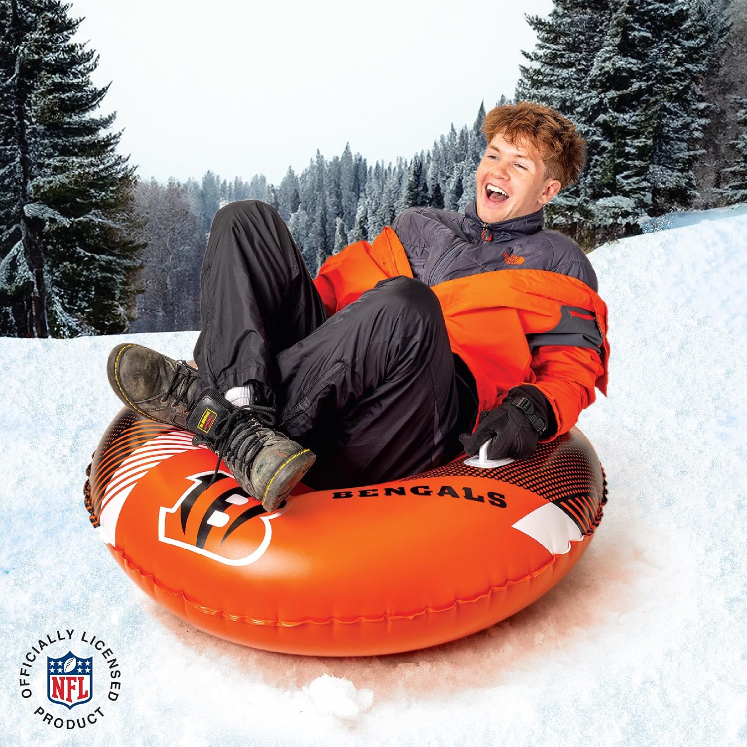Big Mouth Inc NFL Snow Tube, Heavy Duty Inflatable Snow Sled for Winter Tubing, Ride-On Snow Tube with Handles for Kids and Adults, Outdoor Winter Fun and Football Fan Gifts