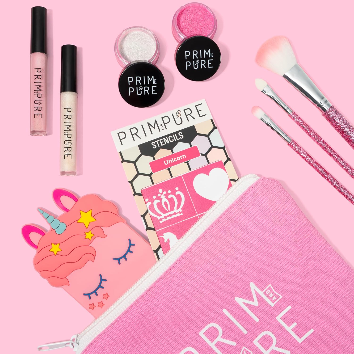 Prim and Pure Mineral Gift Set with Unicorn Mirror| Perfect for Play Dates & Birthday Parties | Kids Eyeshadow Makeup – Mineral | Organic &