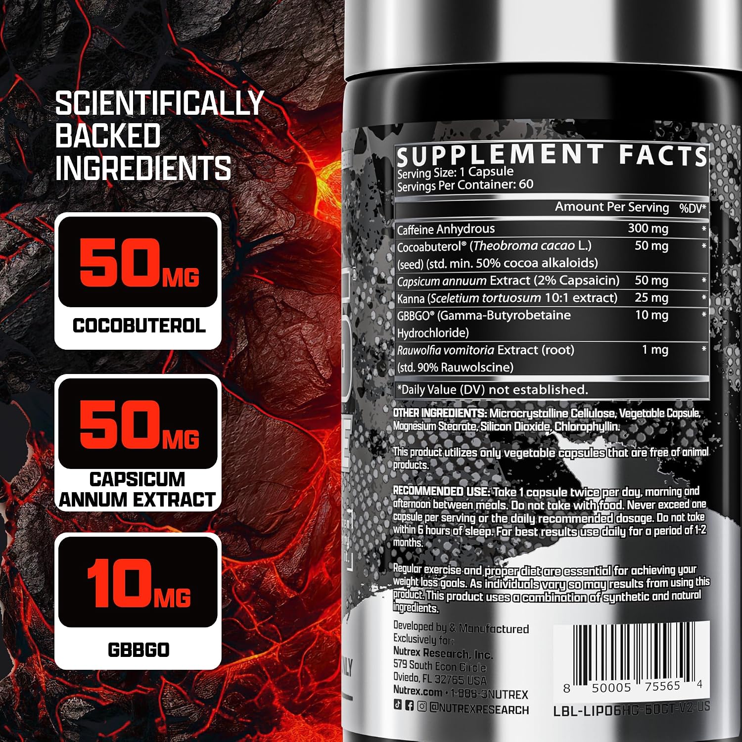 Nutrex Research Lipo-6 Hardcore Energy Dietary Capsules, 60 Count