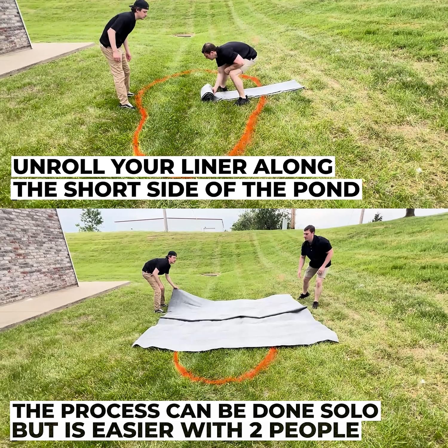 Lifeguard 15 ft. x 15 ft. EPDM Pond Liner – 45-Mil Rubber Liner for Outdoor Ponds, Waterfalls, Aquaponics, Retention Basins – Durable & Fish Safe