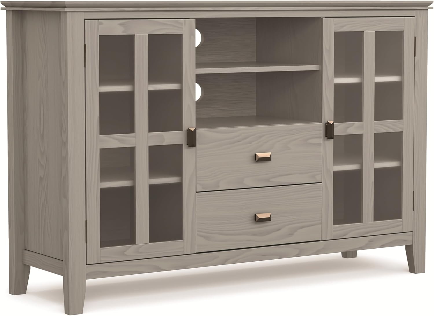 SIMPLIHOME Artisan 53" Wide Solid Wood TV Stand in Russet Brown