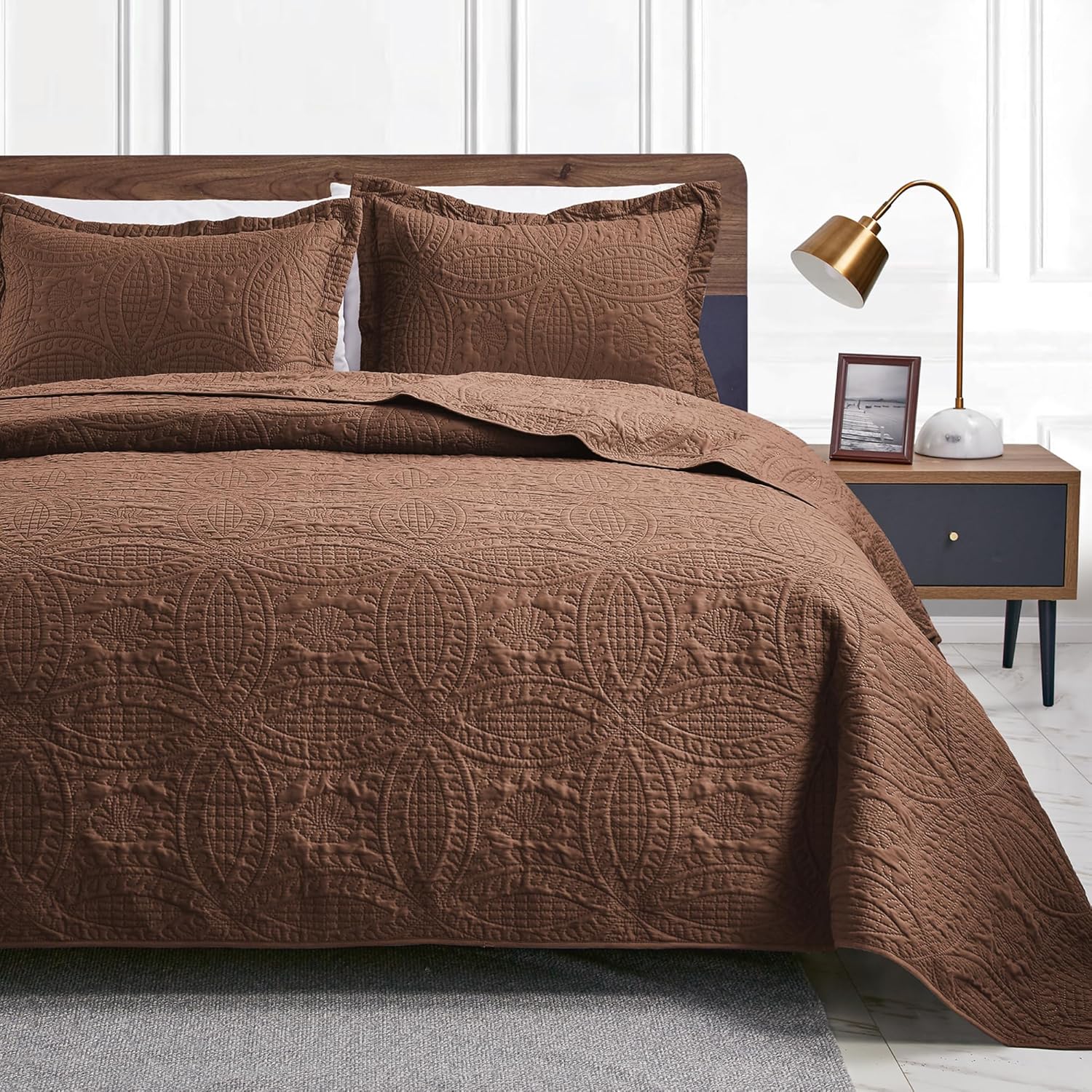 Love's cabin Quilts for Queen Bed Blue Bedspreads - Soft Bed Summer Lightweight Bedspread Comforter - Modern Style Coin Pattern Coverlet for All