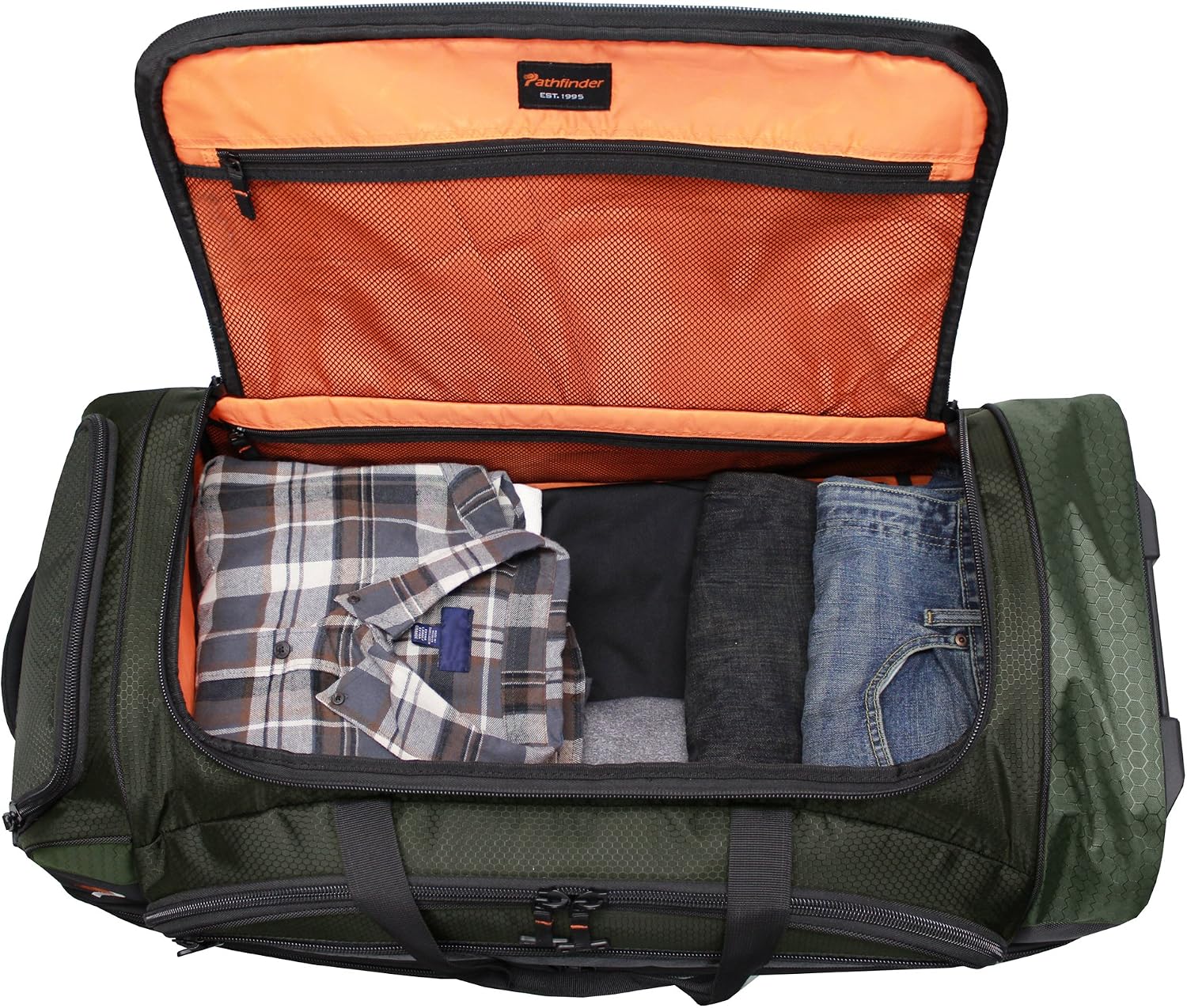 Pathfinder Gear 26 Inch Rolling Drop Bottom Duffel, Black, One Size