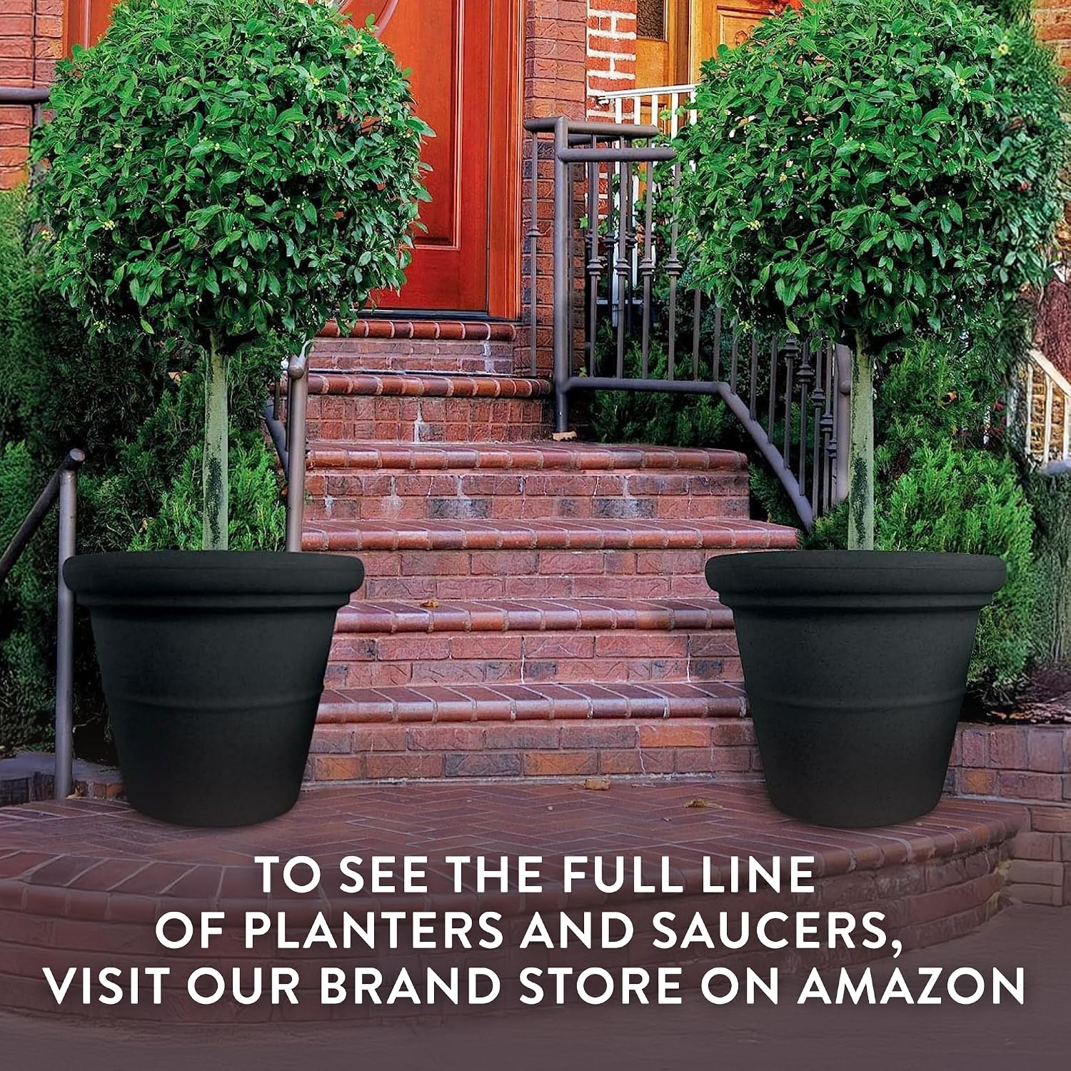 The HC Companies Terrazzo Large Round Plastic Plant Pot w/Rolled Rim - Lightweight & UV Resistant Gardening Pot for Herbs & More - Outdoor & Indoor Plant Pots w/Drainage (17” Black)