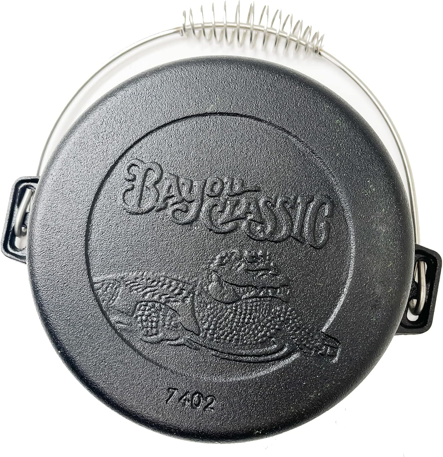 Bayou Classic 7402 2-qt Cast Iron Dutch Oven Features Flanged Camp Lid Stainless Coil Wire Handle Grip Perfect To Use Over A Campfire To Prepare