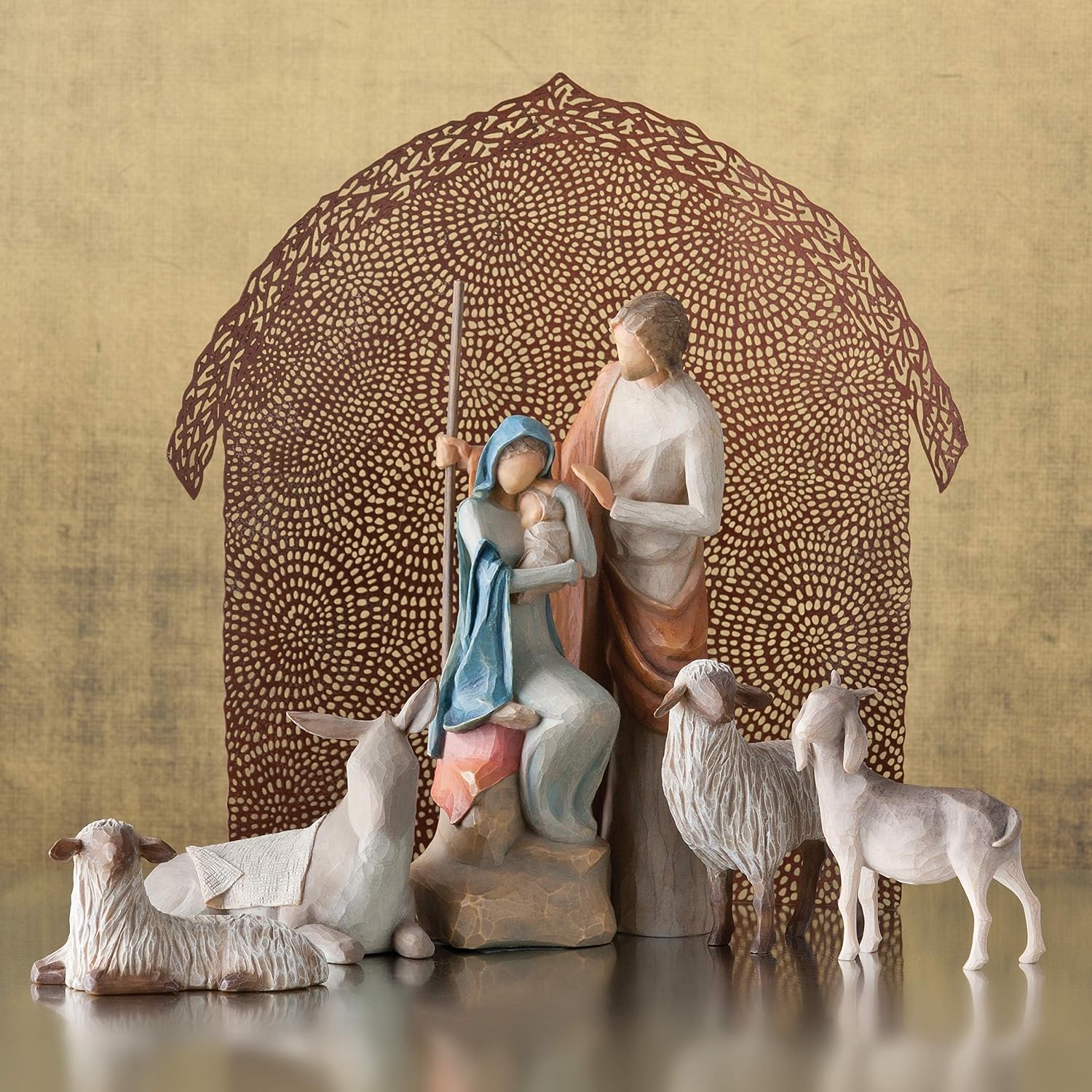 Willow Tree Sheltering Animals for the Holy Family, 4 Piece Nativity Set | Designed by Artist Susan Lordi, Build the Nativity Scene