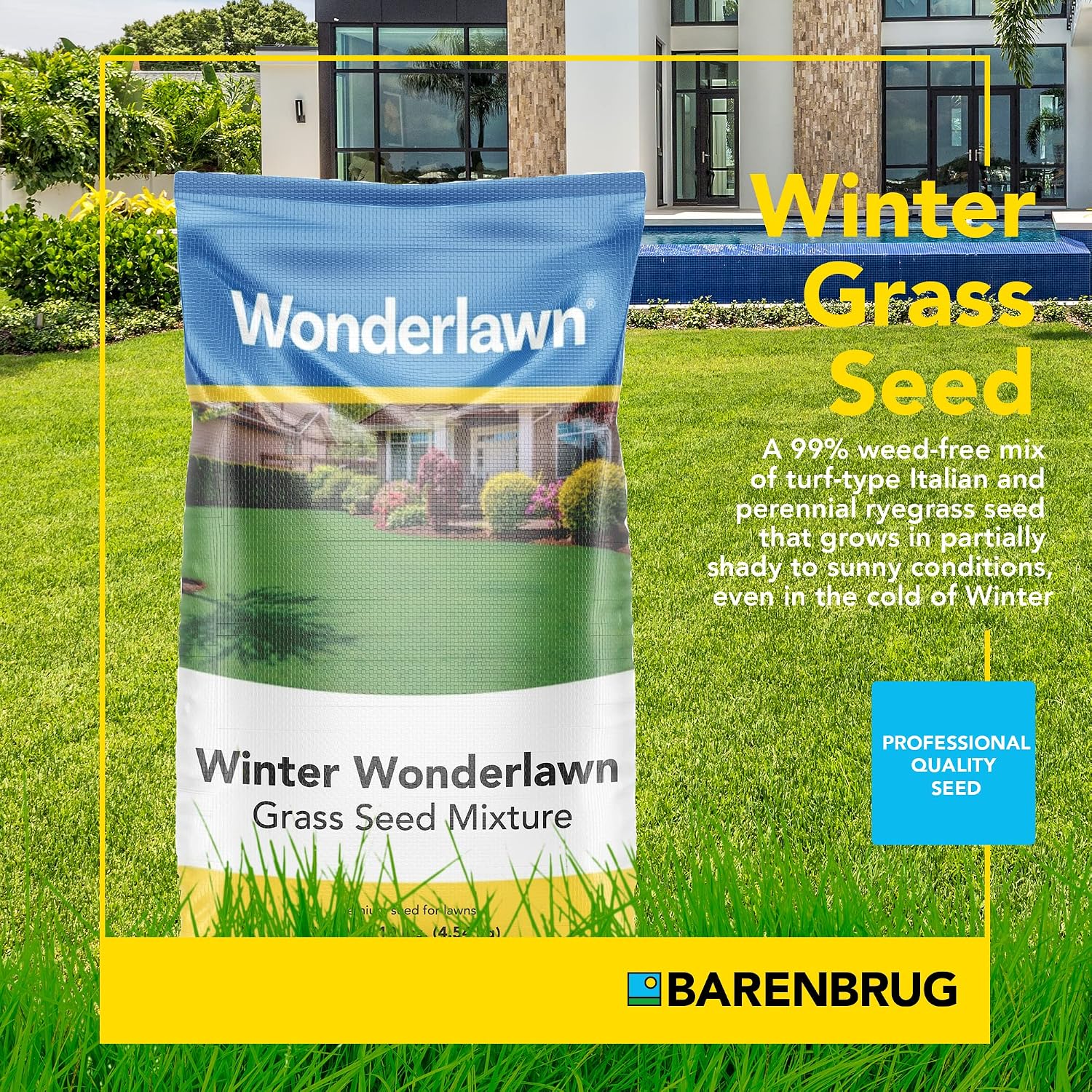 Barenbrug Wonderlawn Winter Grass Seed Mix for Lawn Care and Landscaping, 5 lbs. Bag