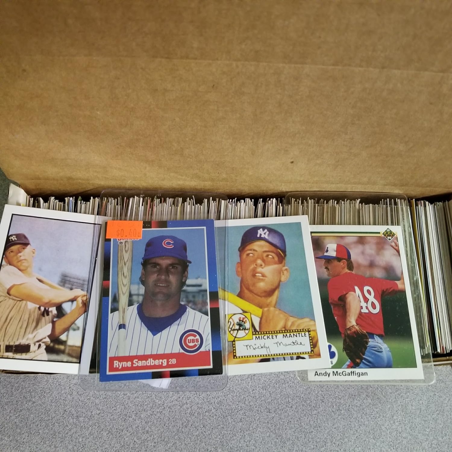 600 Baseball Cards Including Babe Ruth, Unopened Packs, Many Stars, and Hall-of-Famers. Ships in White Box Perfect for Gift Giving.