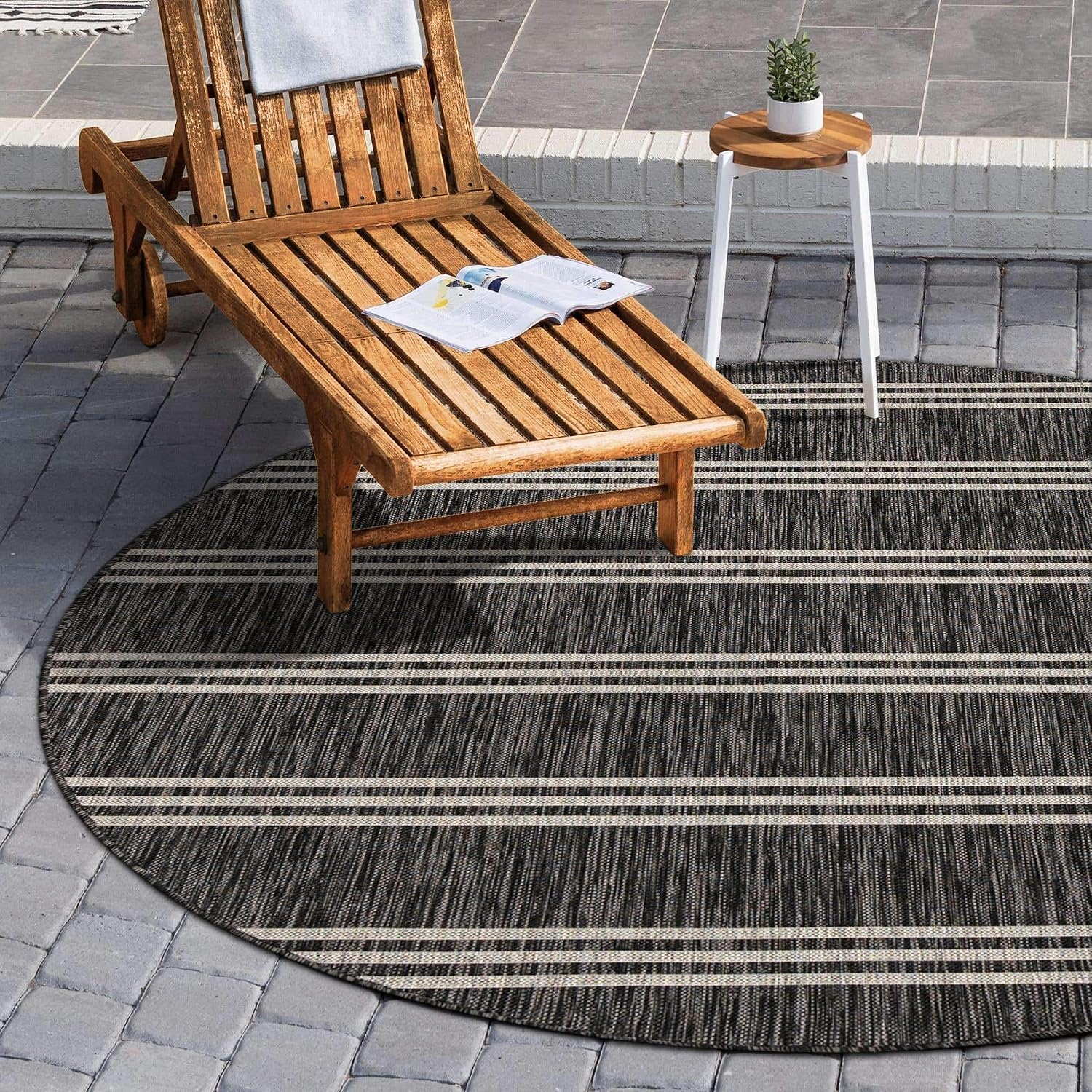 Unique Loom Outdoor Collection Area Rug - Anguilla (9' x 12' Rectangle, Blue/ Ivory)