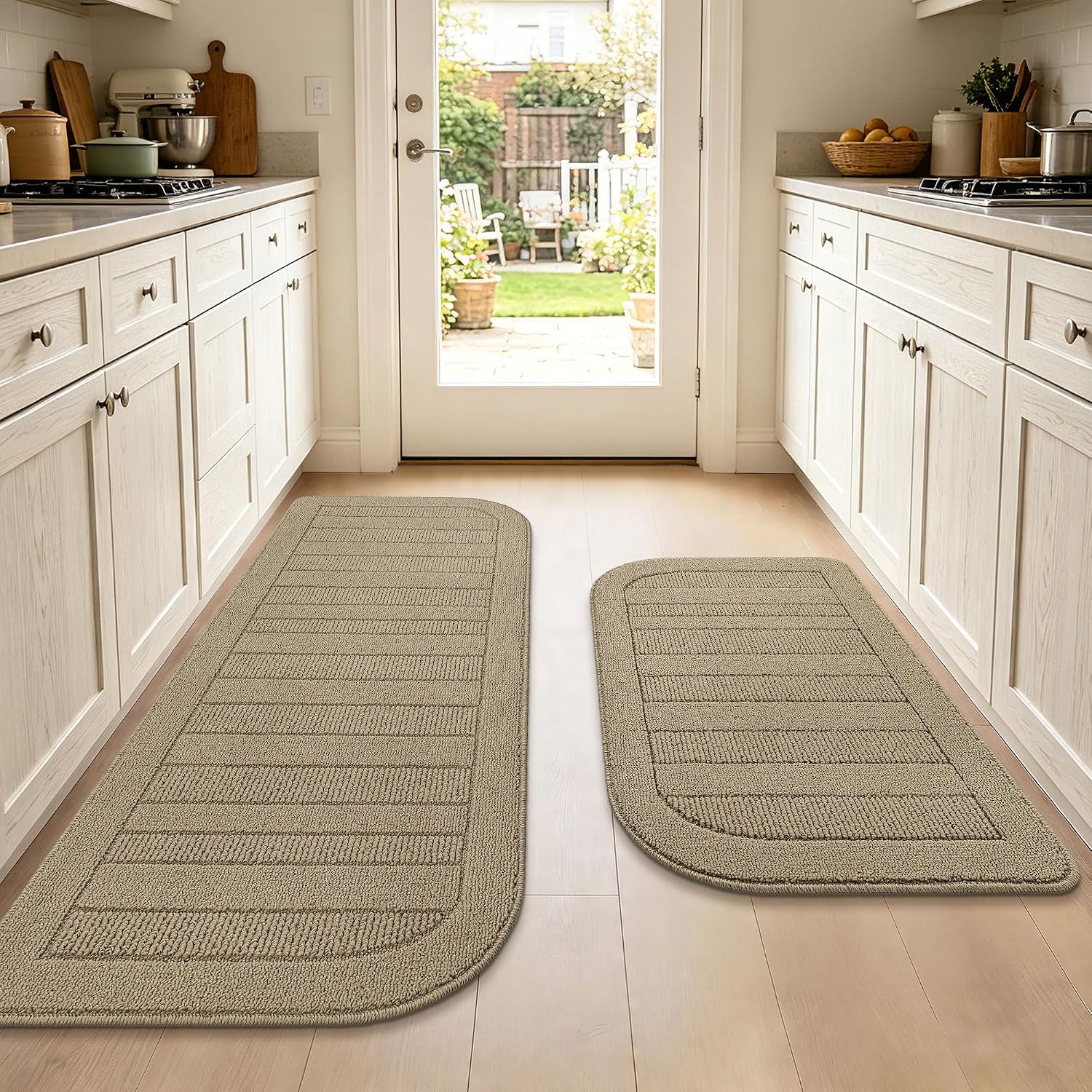 BEQHAUSE 30x18 Inch Kitchen Rugs Non Slip Washable Kitchen Sink Rug, Green