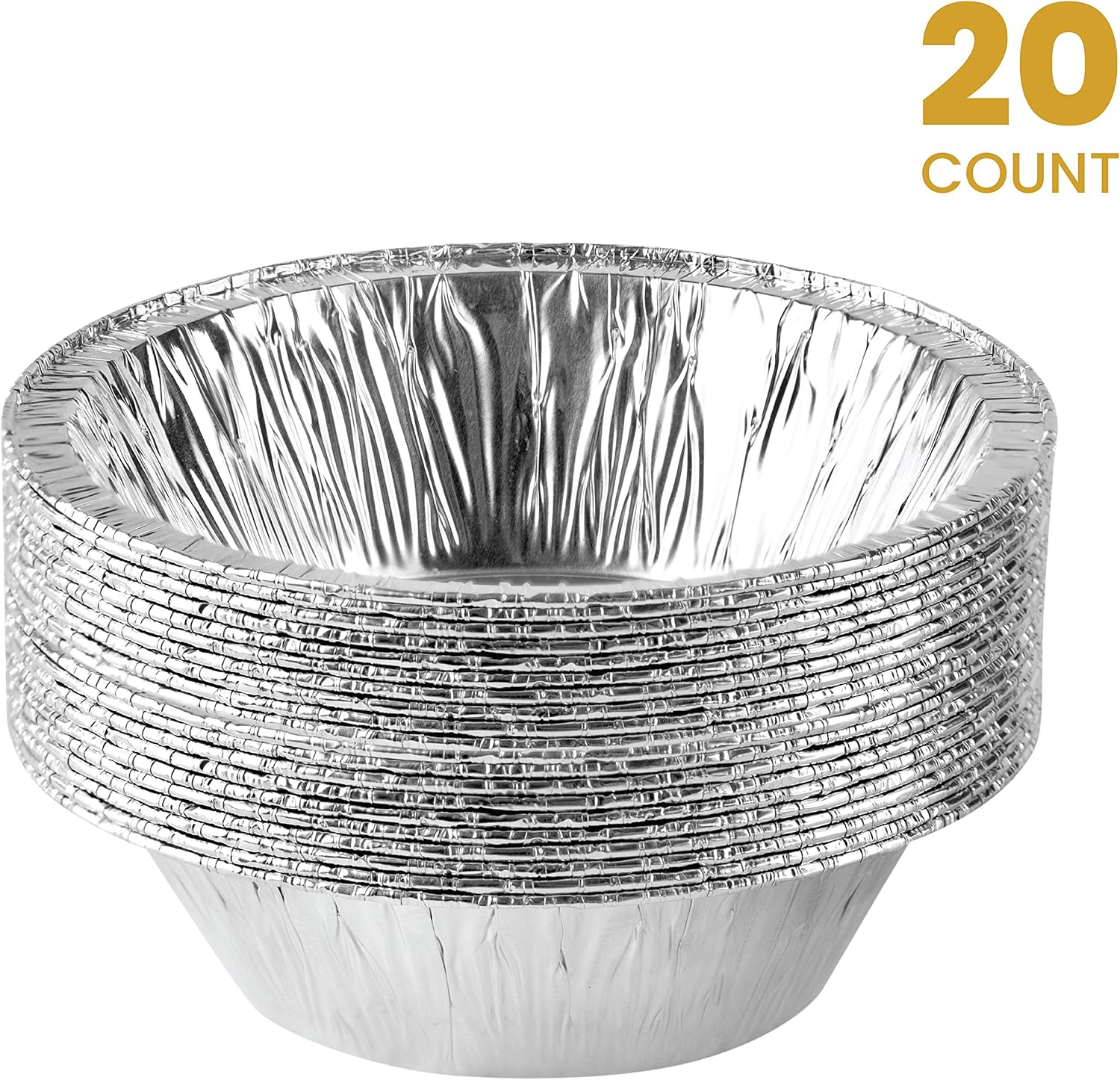 PLASTICPRO 9'' Inch Round Tin Foil Pans Disposable Aluminum Pack of 20