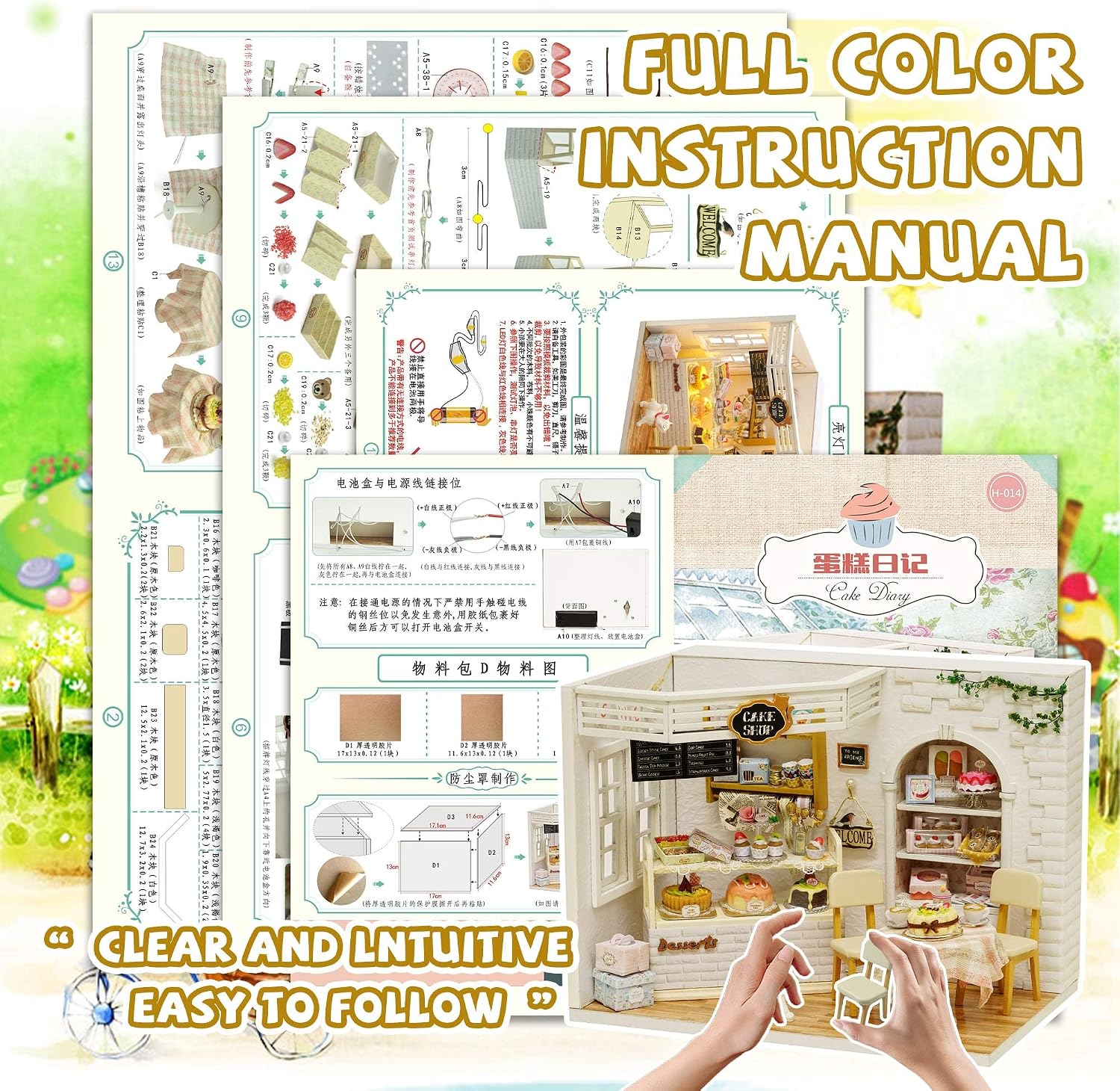 Kisoy Romantic and Cute Dollhouse Miniature DIY House Kit Creative Room Perfect DIY Gift for Friends,Lovers and Families (Sunny Holiday Time)