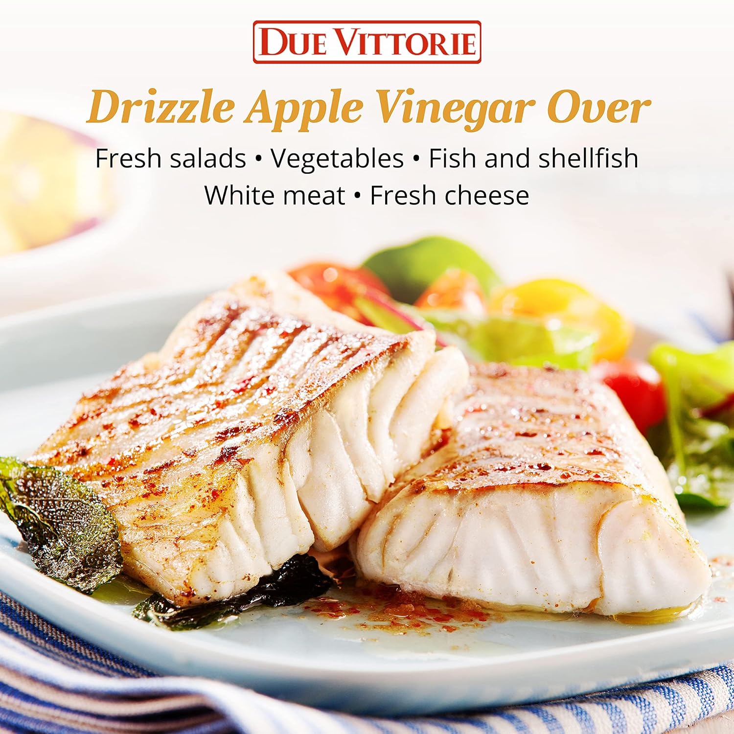 Due Vittorie Apple Vinegar - Easy to Drink Raw Apple Cider Vinegar Aged in Barrique Wine Barrels, Gourmet Vinegar for Cooking, Imported From Italy, All Natural - 16.9 fl oz / 500ml