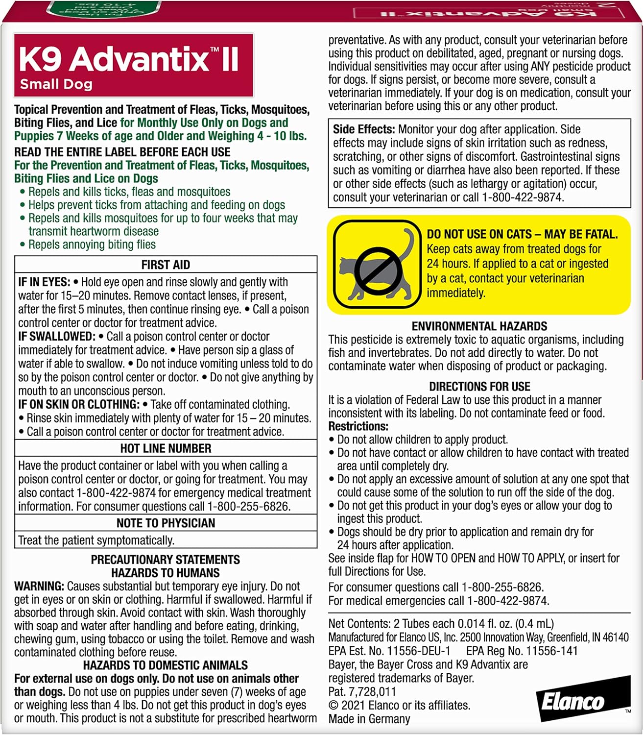 K9 Advantix II Small Dog Vet-Recommended Flea, Tick & Mosquito Treatment & Prevention | Dogs 4-10 lbs. | 6-Mo Supply