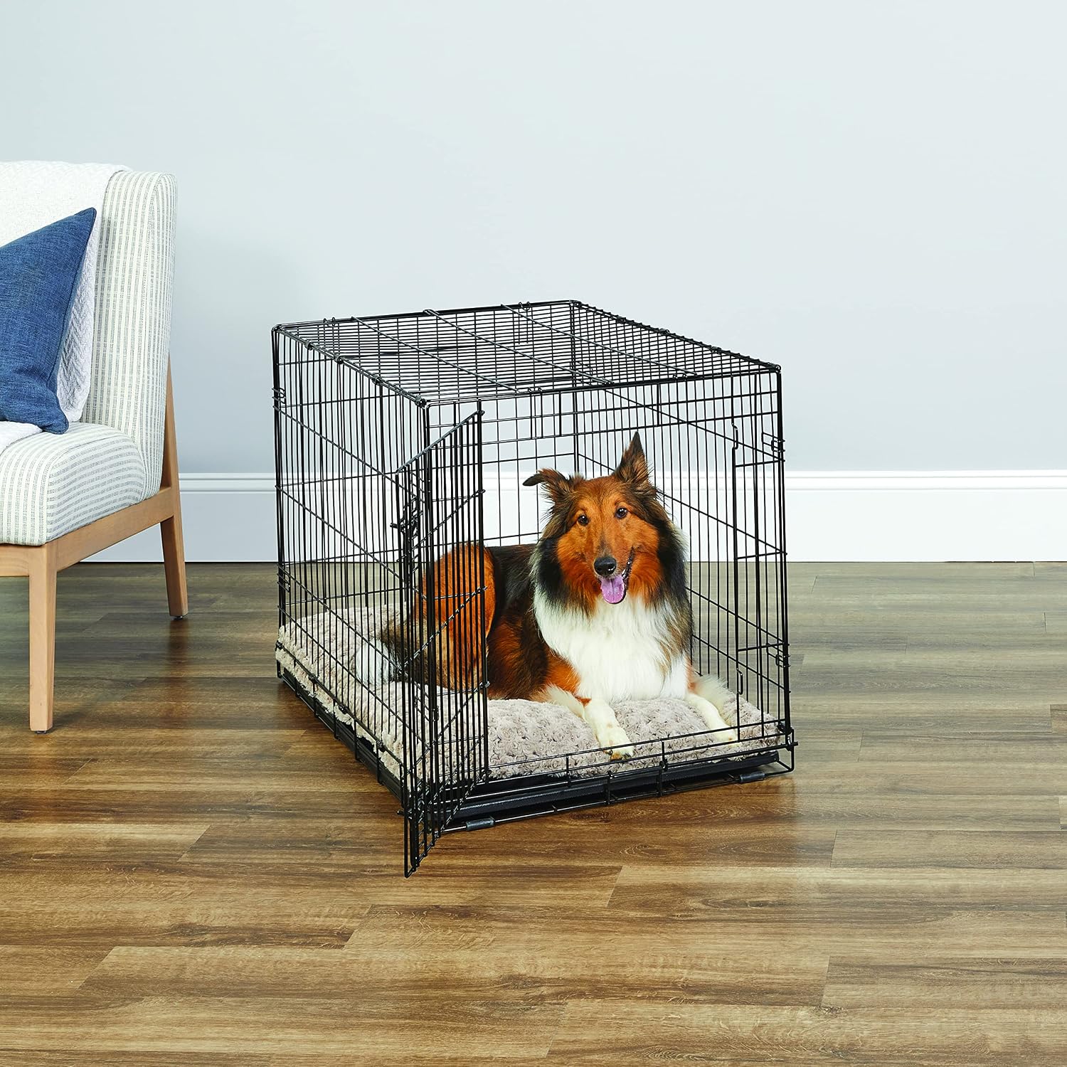 Midwest Homes for Pets 24-Inch New World Crate for Small Breeds, 12-20 lbs, Double Door Folding Dog Crate, Leak-Proof Tray & Secure Latches, Portable, Durable & Easy to Assemble