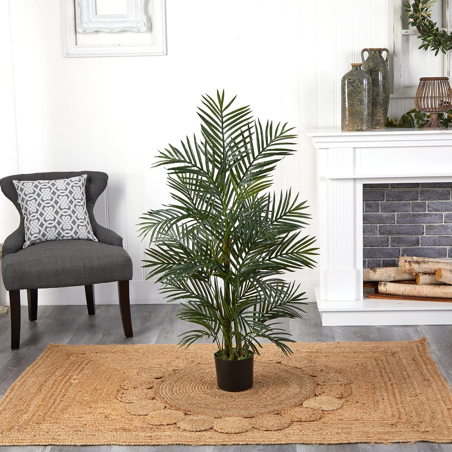 Nearly Natural 5388 Areca Palm UV Resistant Tree, 3.5-Feet, Green,50.5" x 7" x 7"